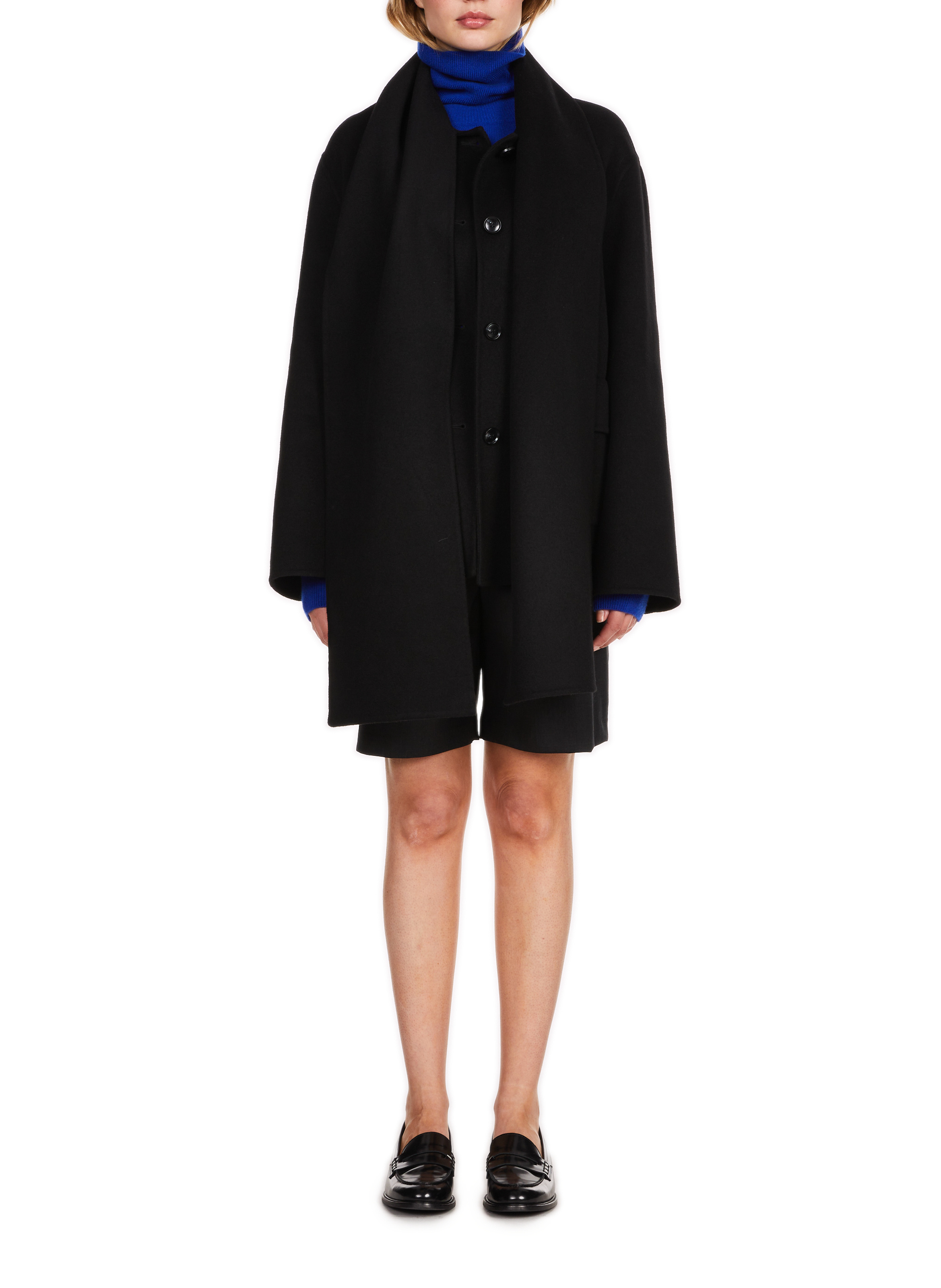 Cappotto con sciarpa in misto lana SAISON 1865 Nero