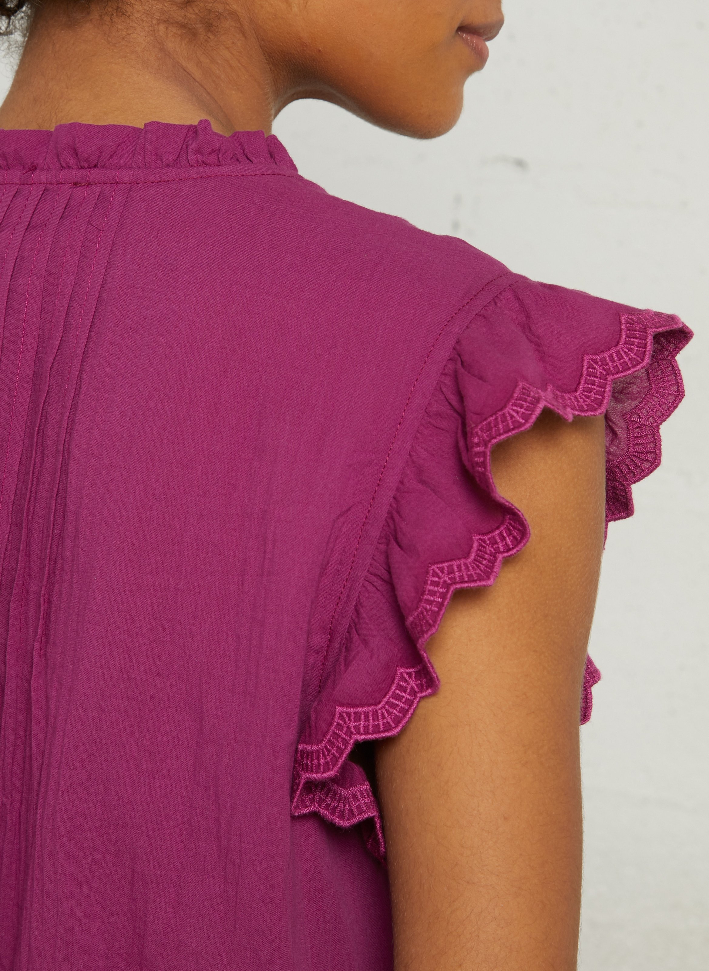 Top droit col V en coton SEE U SOON Violet