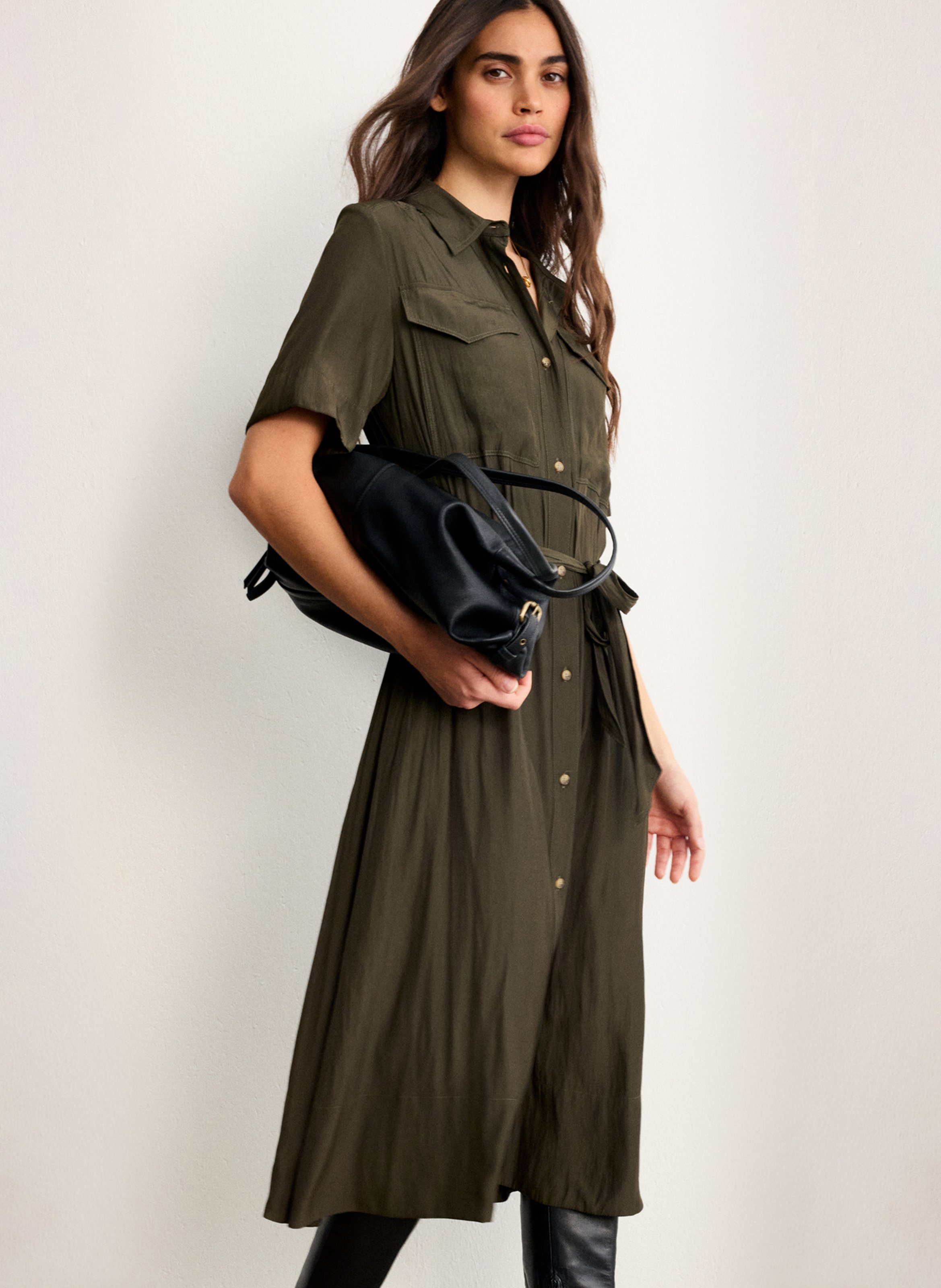 Halflange effen blousejurk PABLO Groen