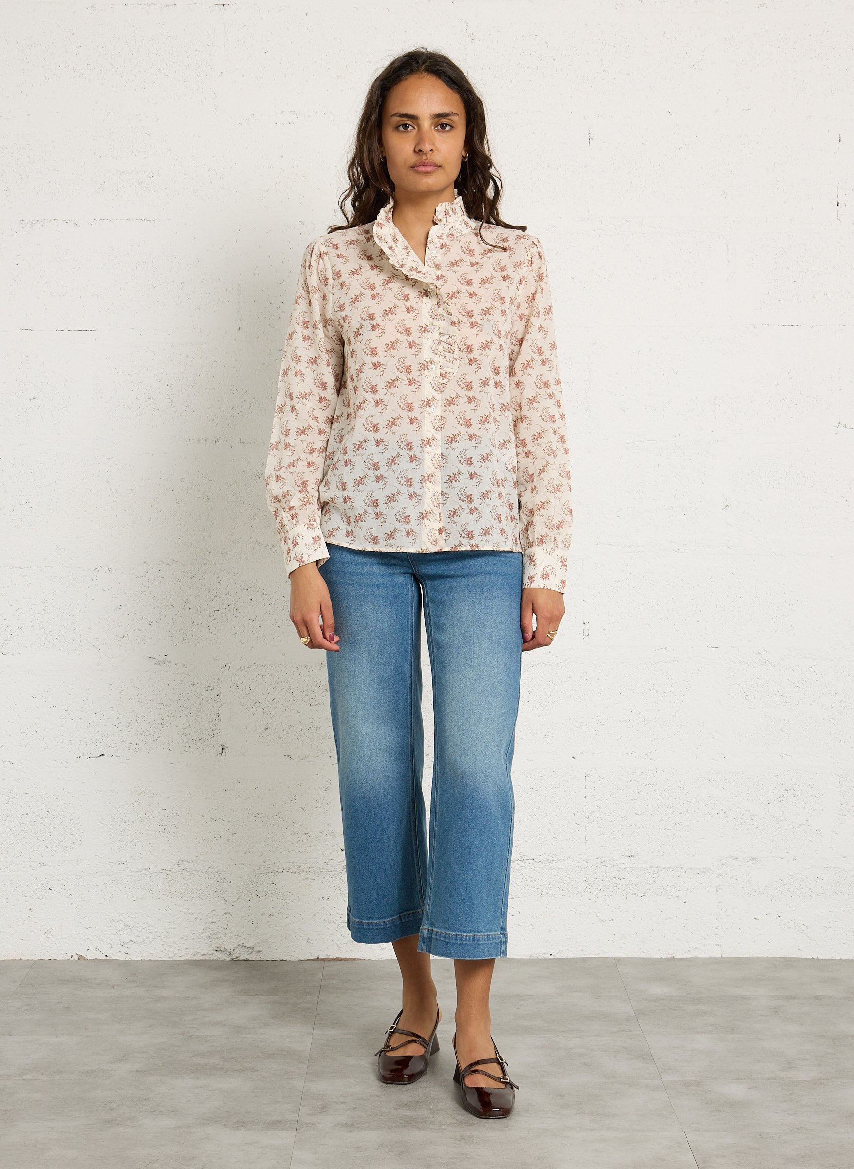 Printed Victorian-collar shirt MAISON 123 Beige