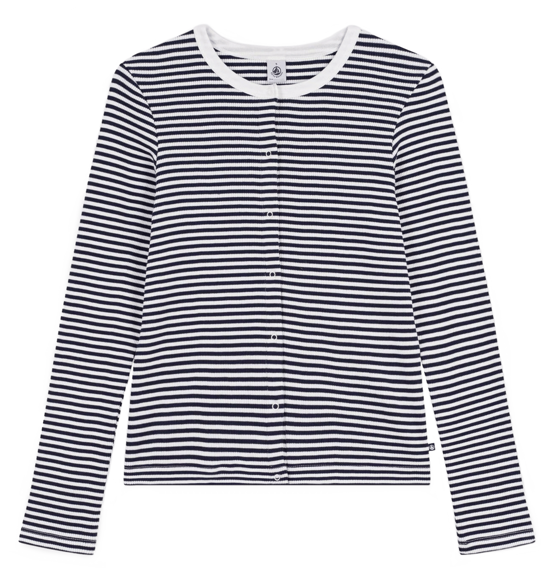 Baumwoll-Strickjacke mit Rundhalsausschnitt PETIT BATEAU Grau