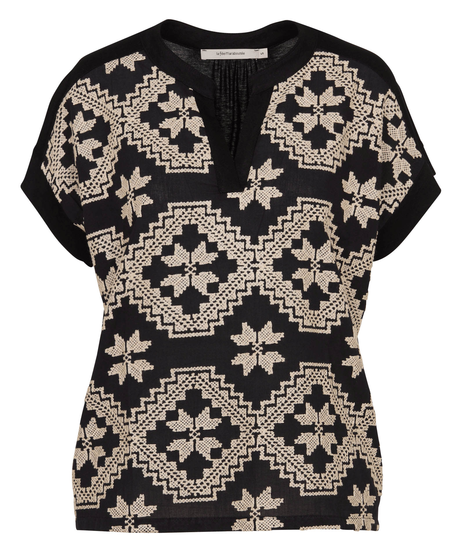 Henley-T-Shirt aus Baumwoll-Mix LA FEE MARABOUTEE Schwarz