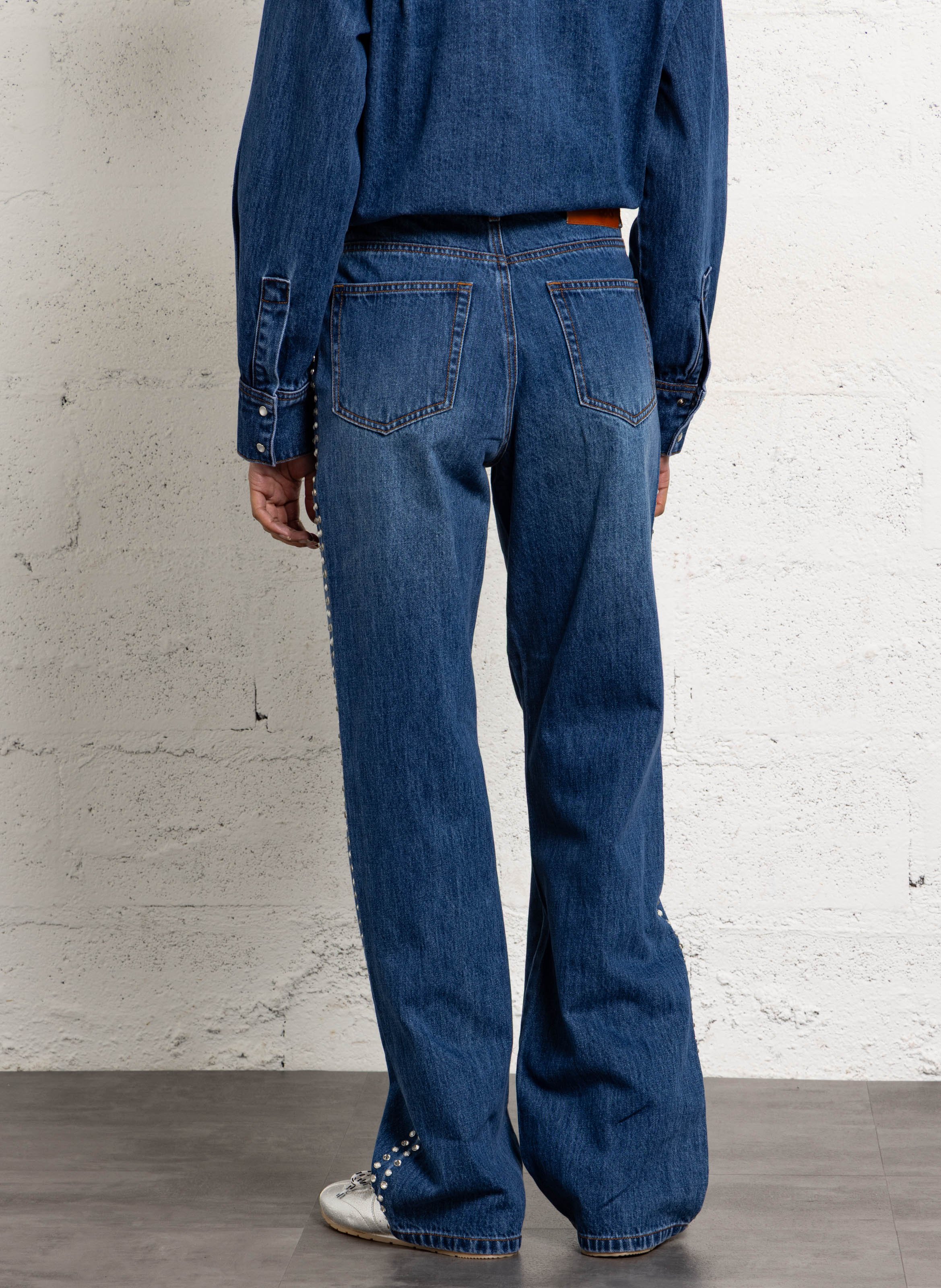 Cotton-blend bell bottom jeans | Blue SUNCOO Women
