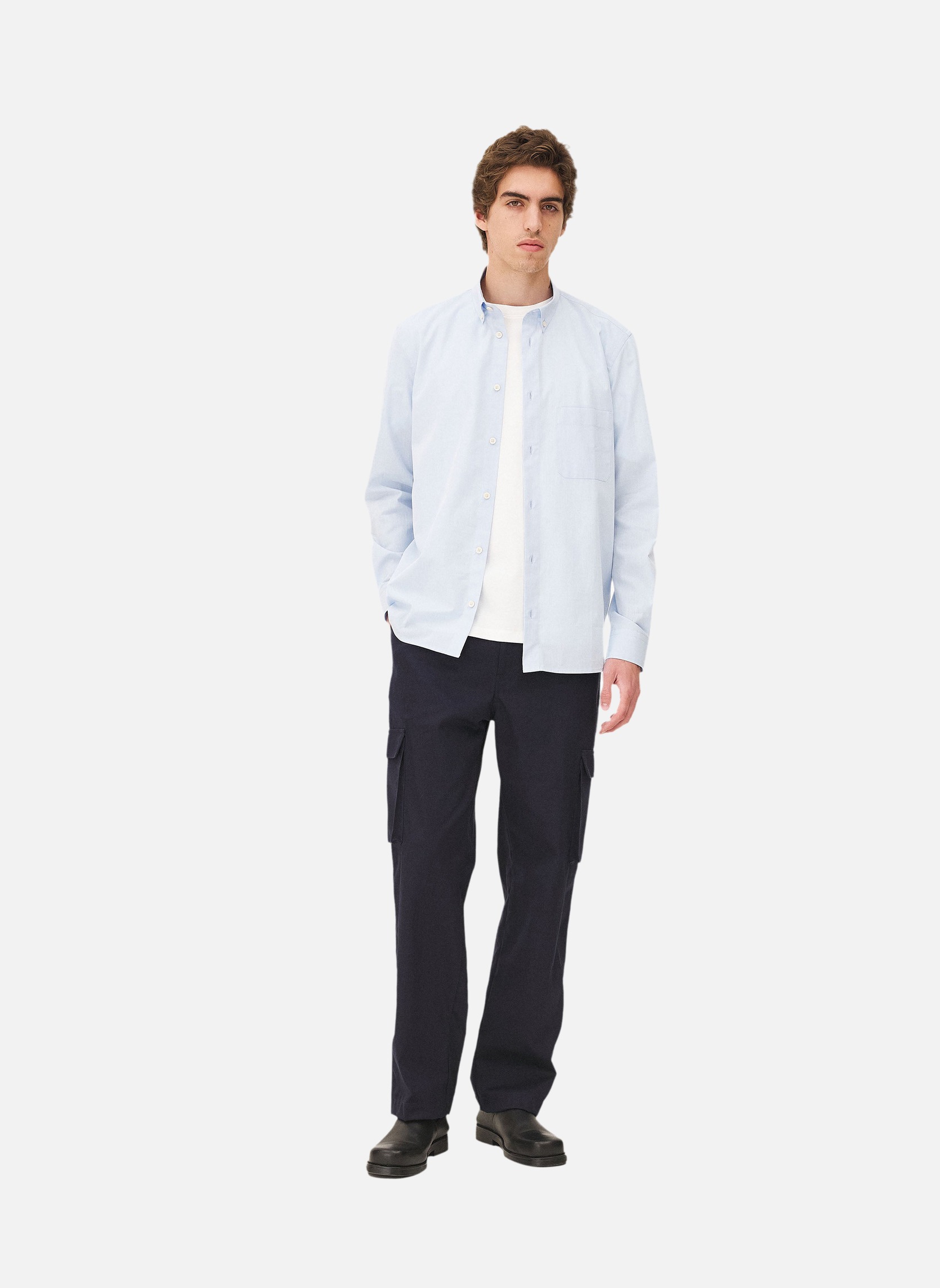 Wide military cargo navy pants Noyoco Blue