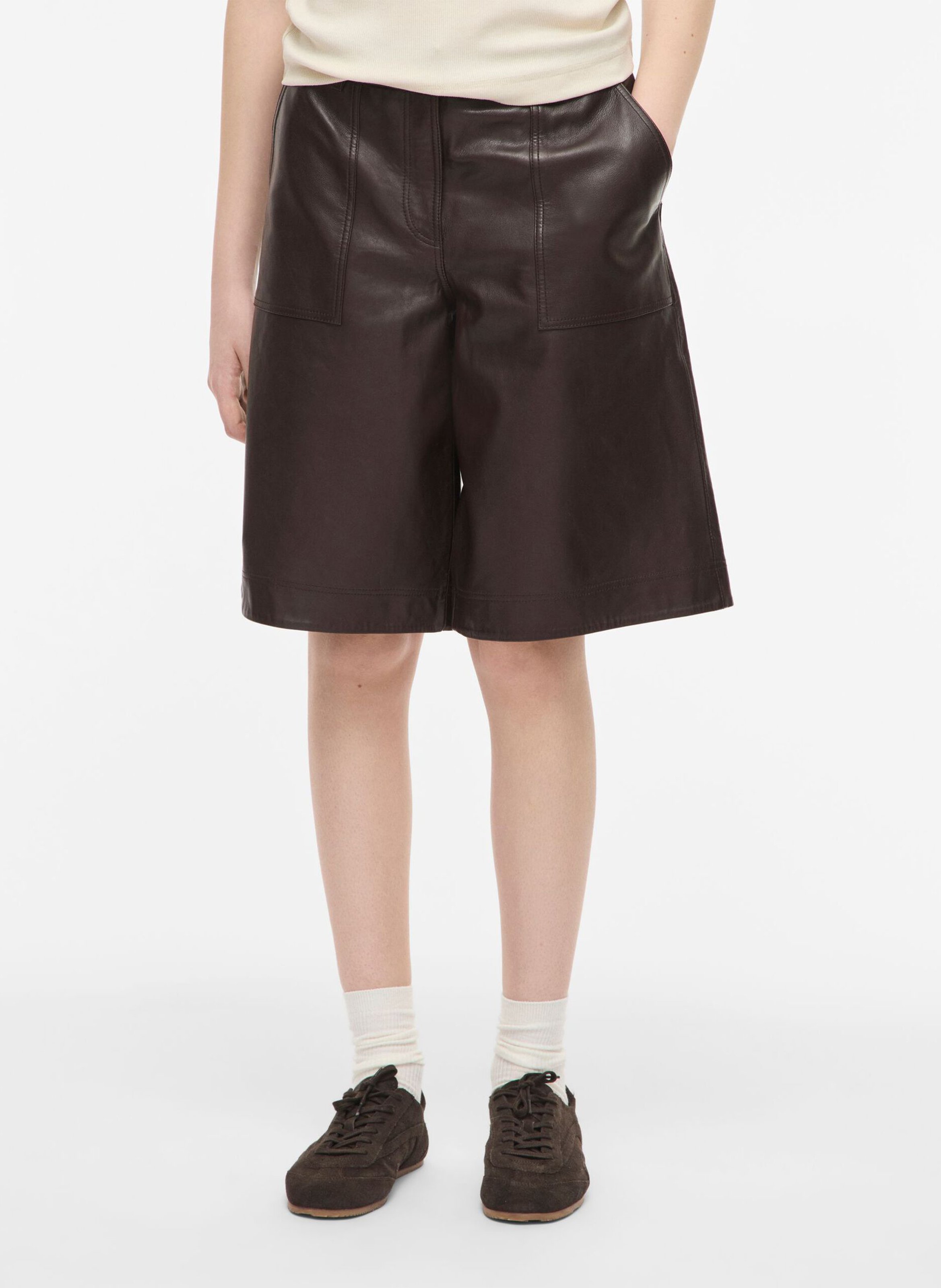 Kurze lange große Lederhose ROUGE EDIT Braun