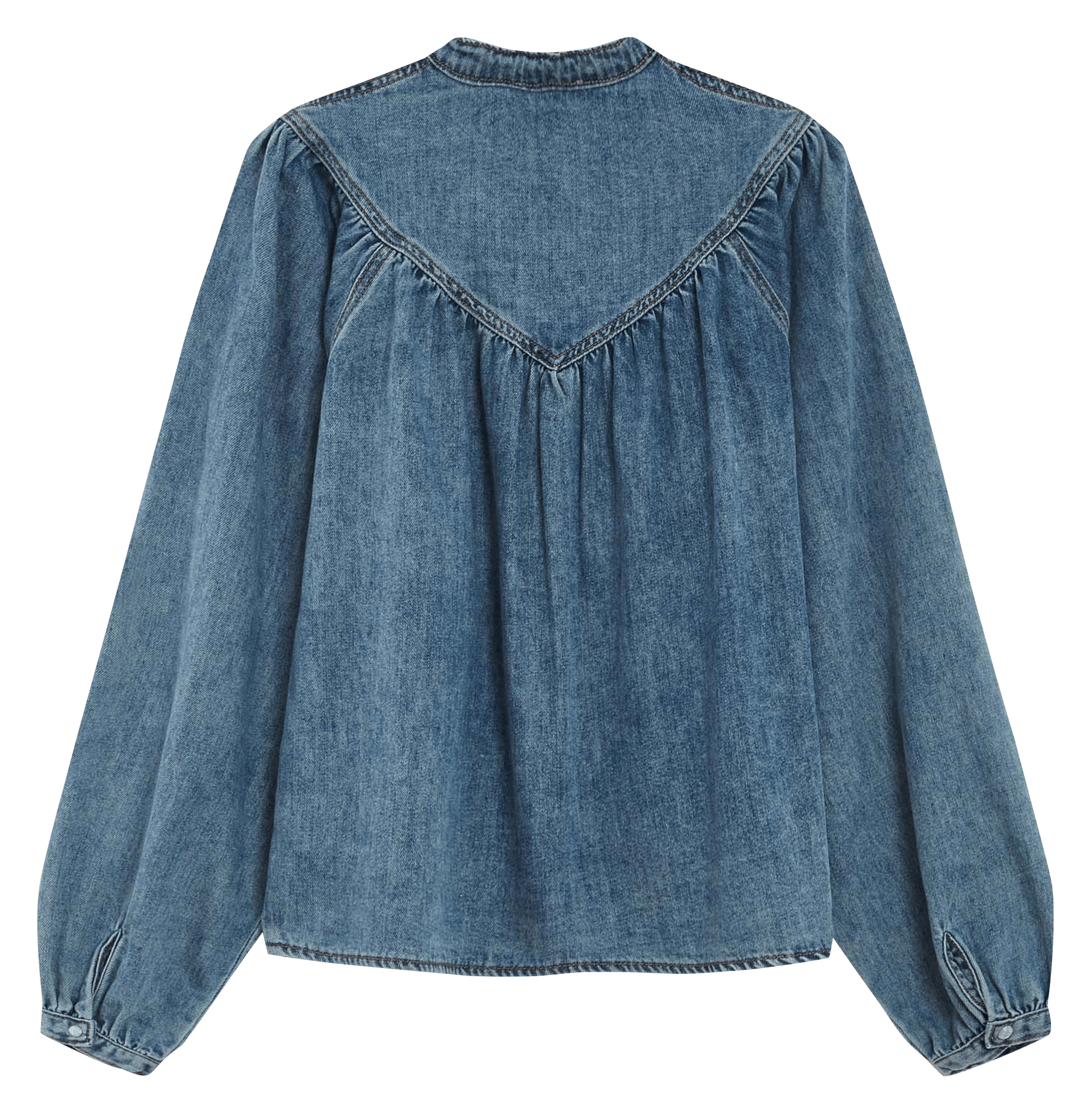 Blouse denim évasée en coton mélangé GRACE ET MILA Bleu