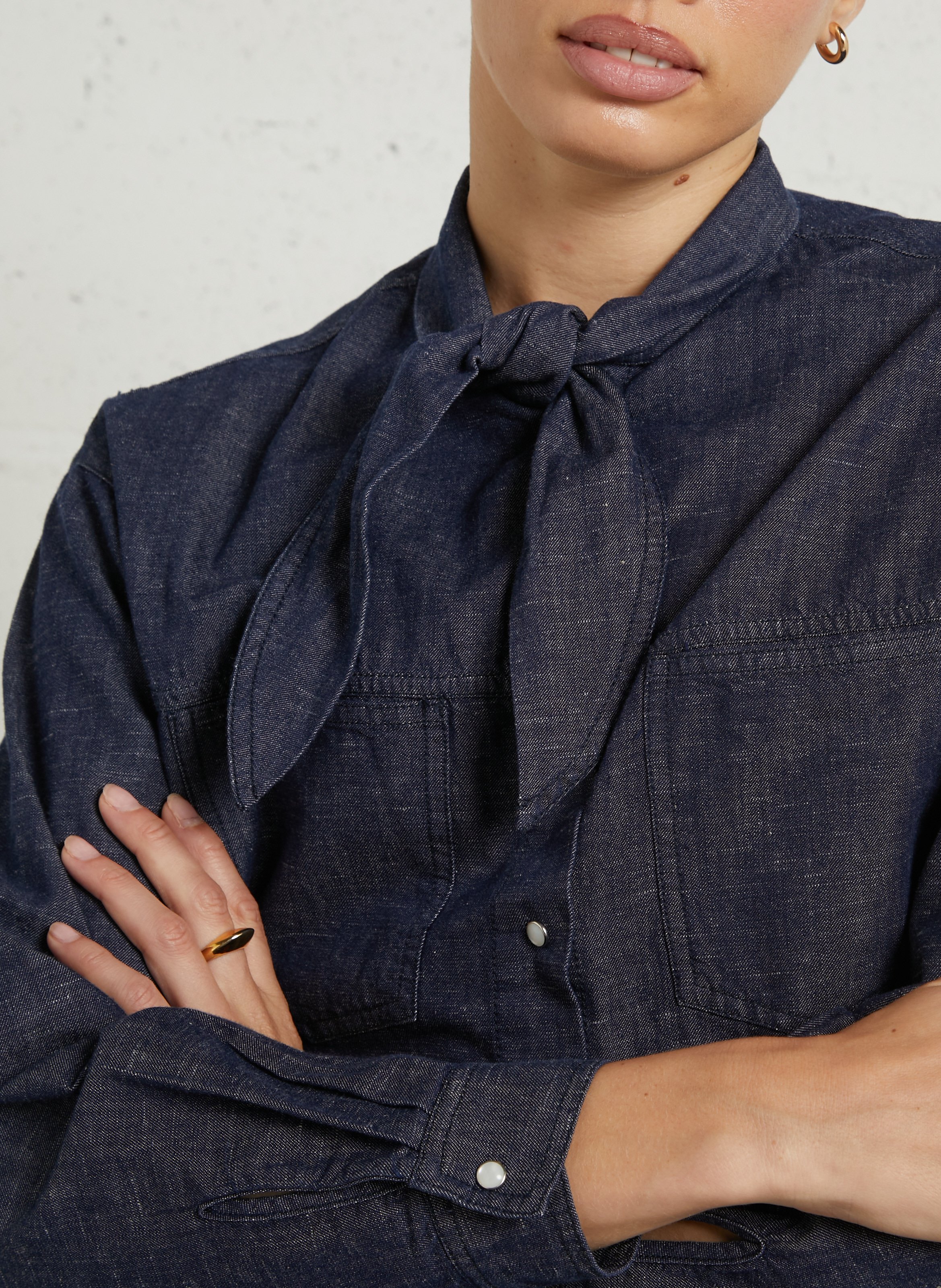 Loose-fitting denim effect blouse JC SOPHIE Blue