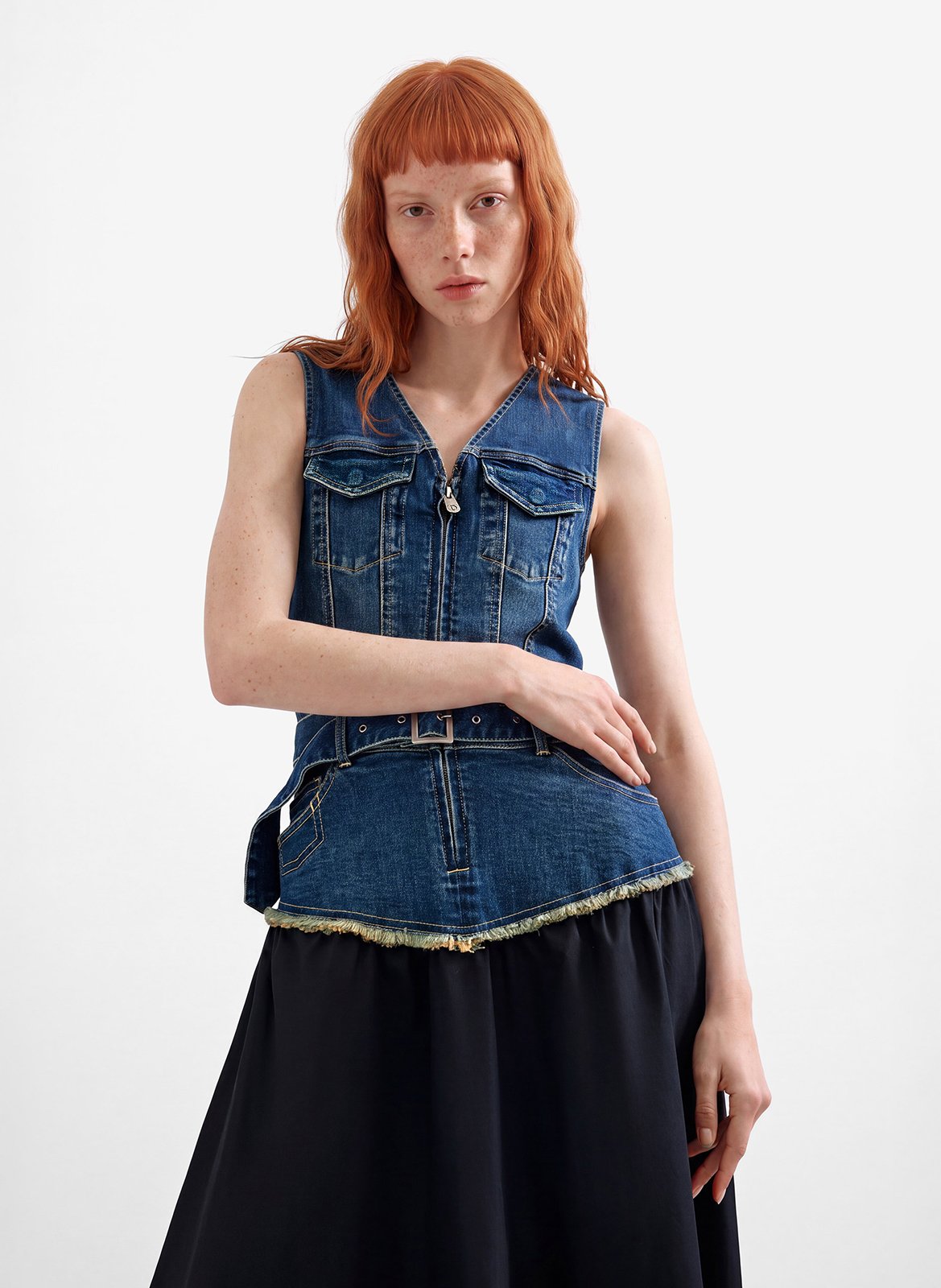 Robe longue col V bi-matière DESIGUAL Bleu