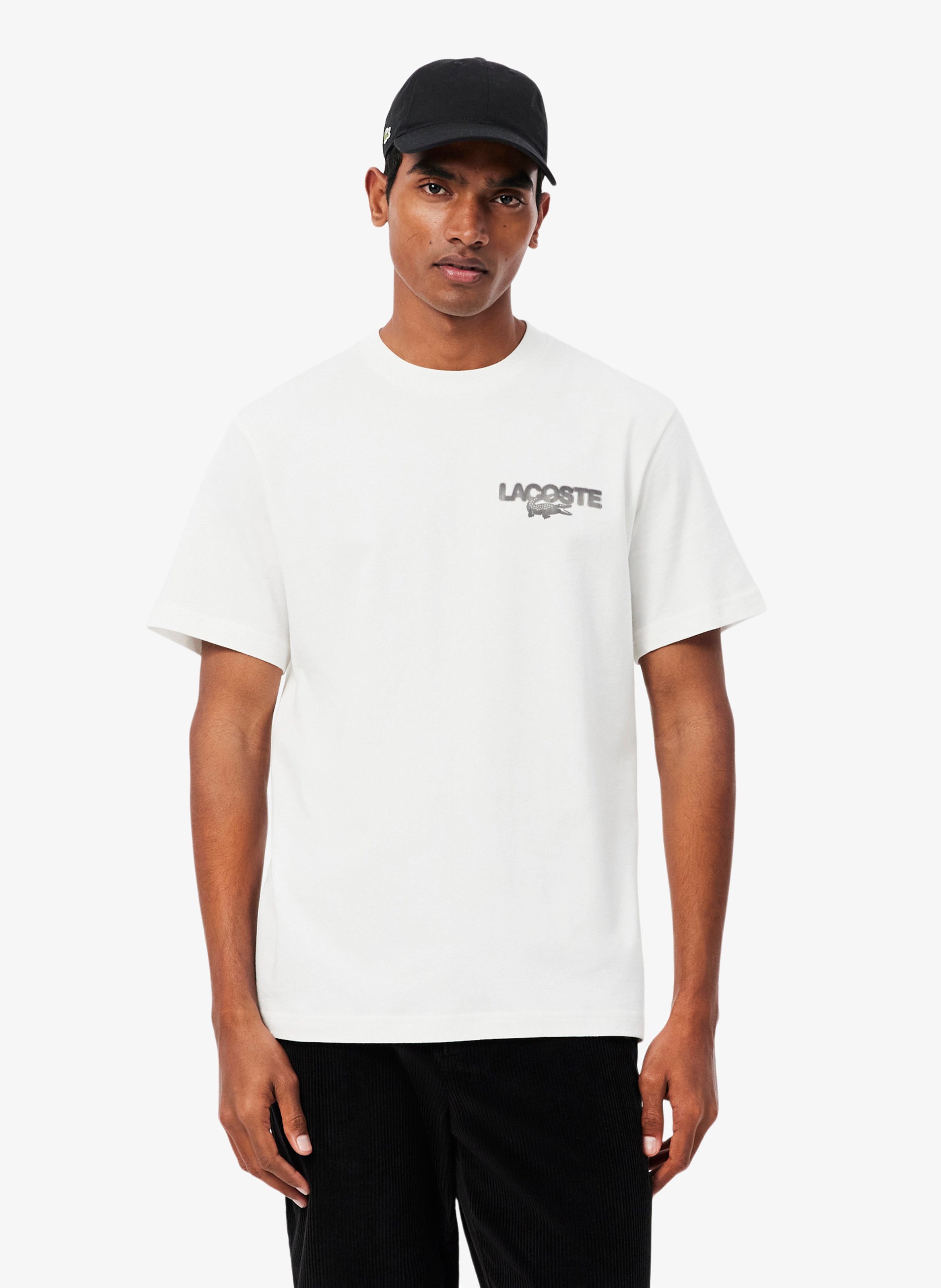 Gerade geschnittenes Baumwoll-T-Shirt mit Print LACOSTE Grau
