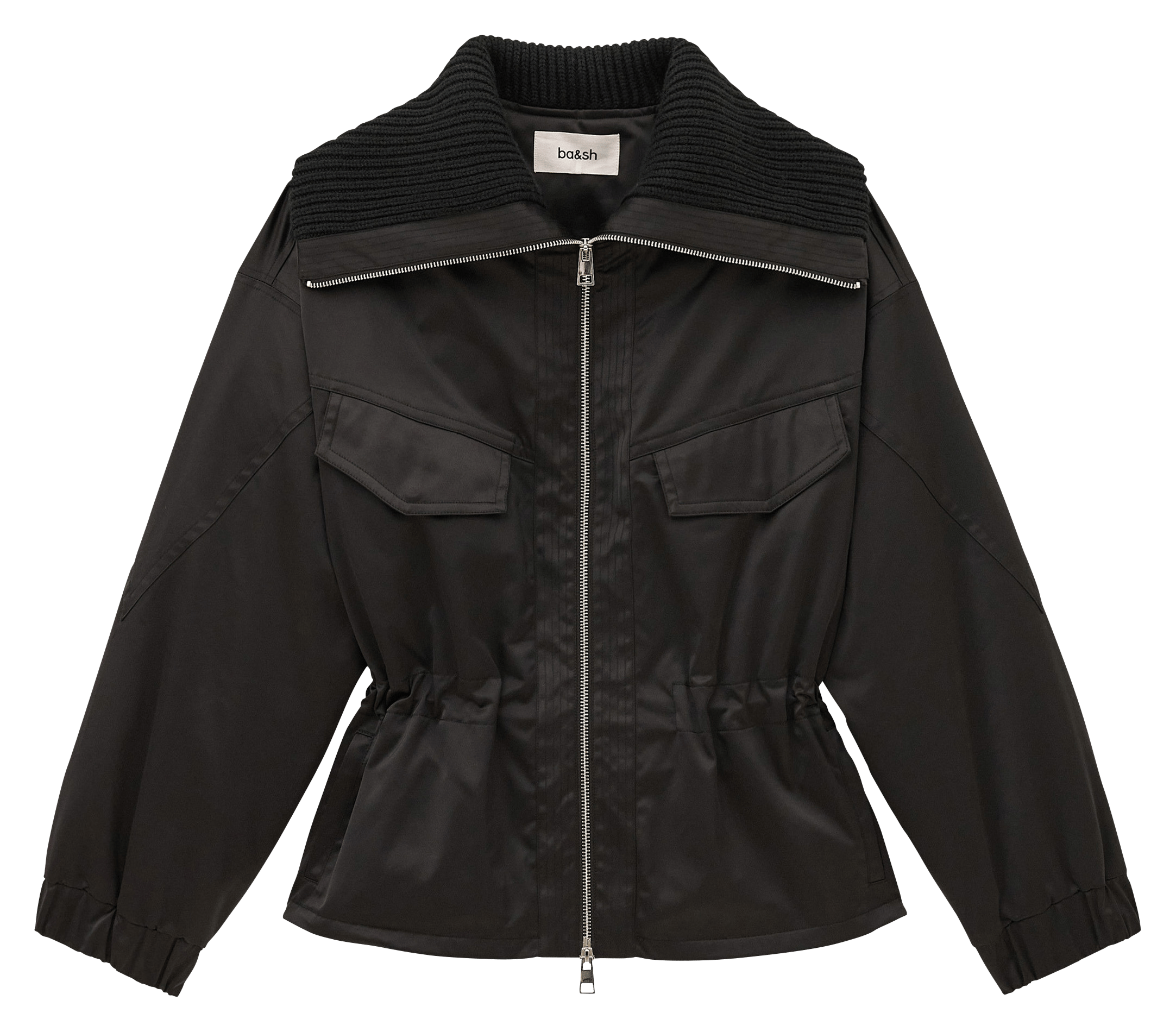 Taillierte Jacke mit Stehkragen und Reißverschluss BA&SH Schwarz