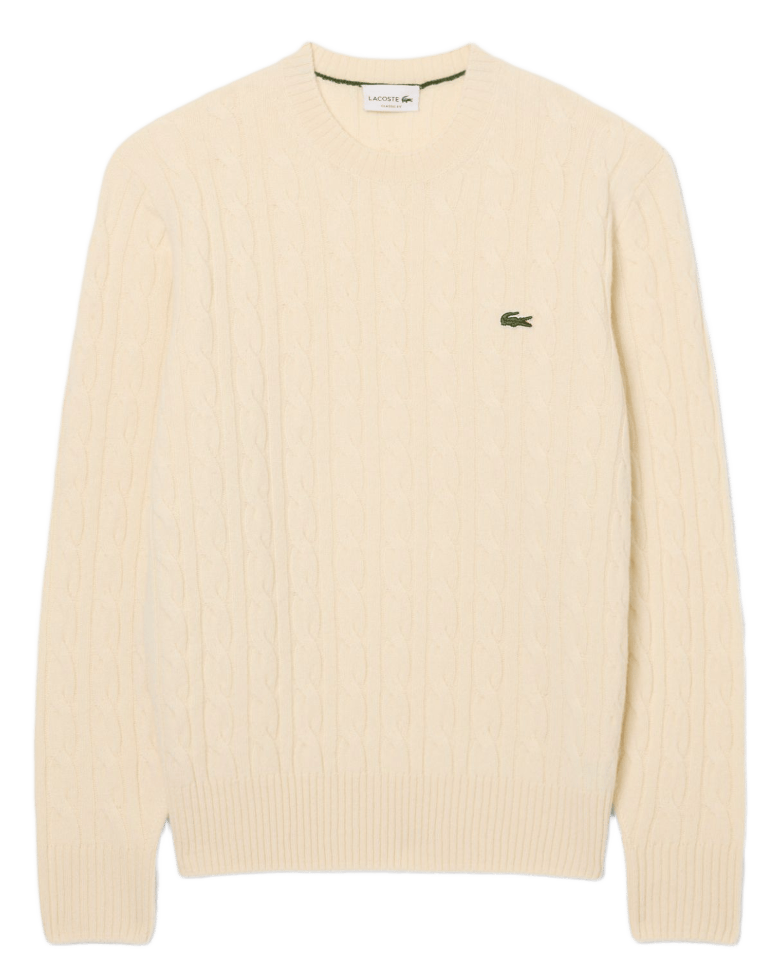 Straight wool cable-knit round-neck jumper LACOSTE Blue