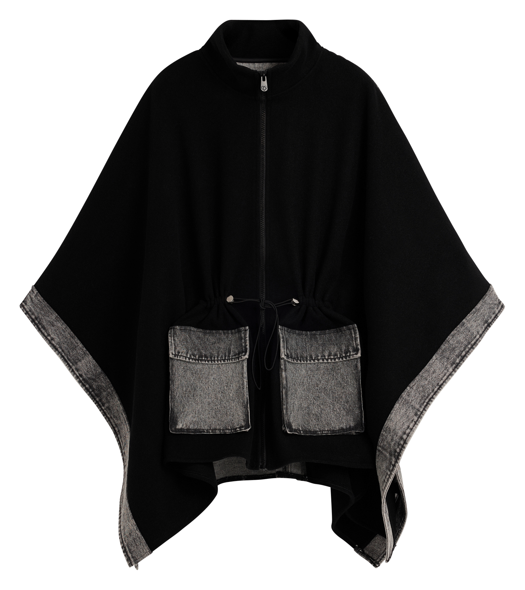 High-neck poncho DESIGUAL Black