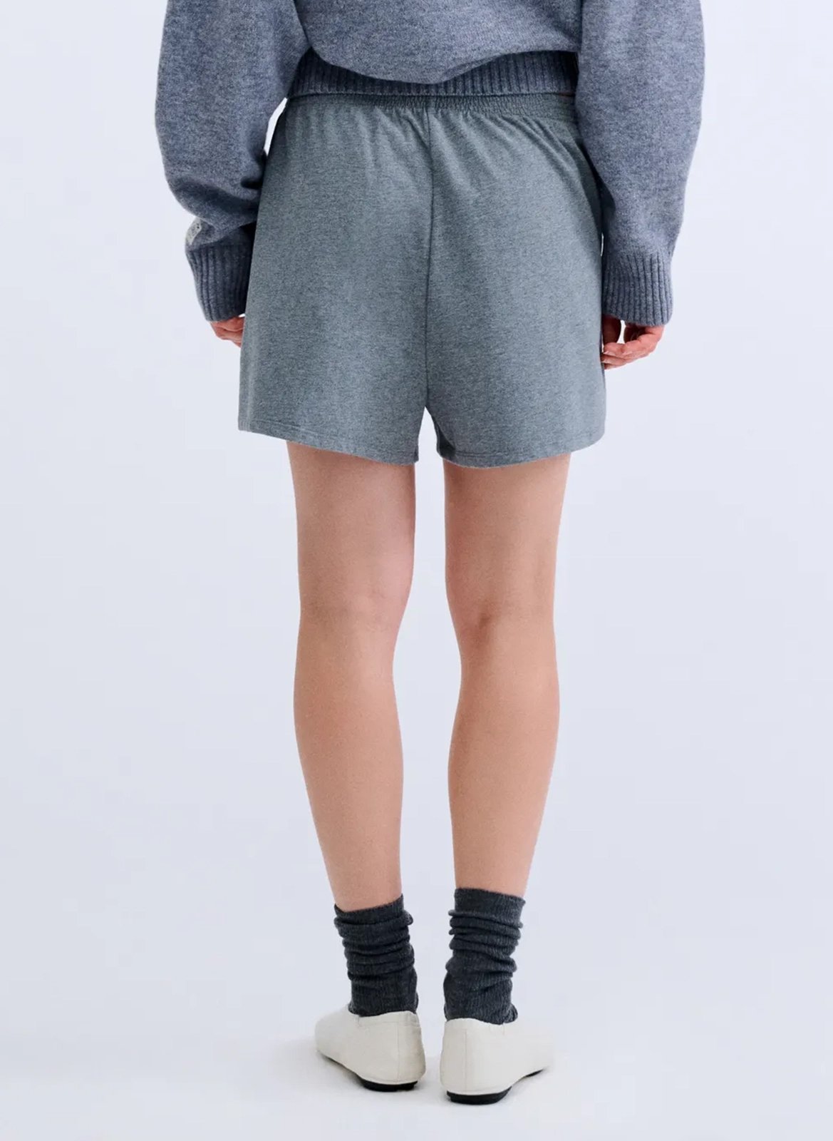 Short large taille haute en coton mélangé LOVE STORIES Grey