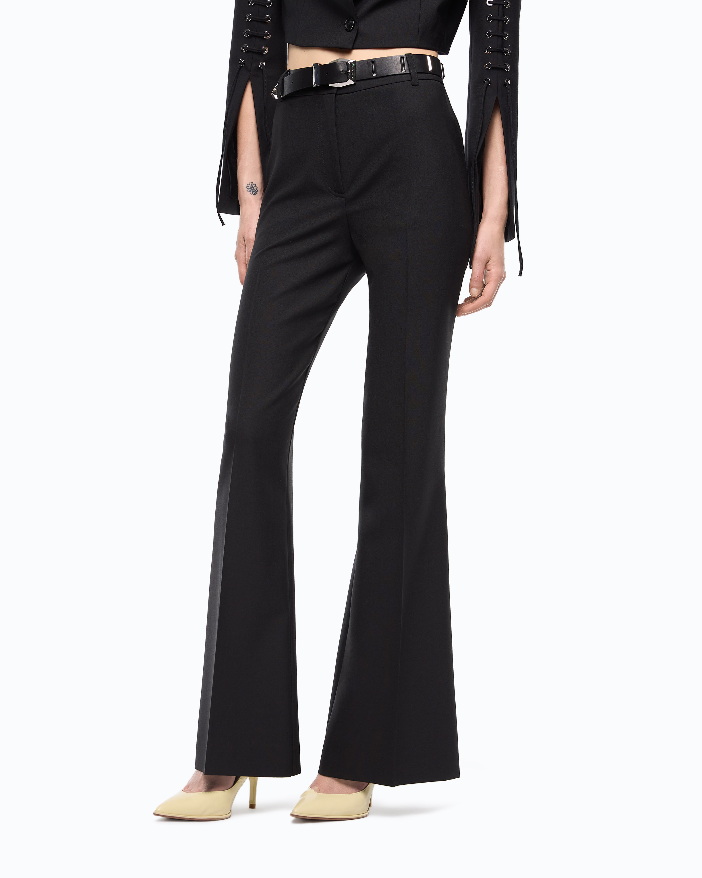 Wool crêpe tailored trousers PINKO Black