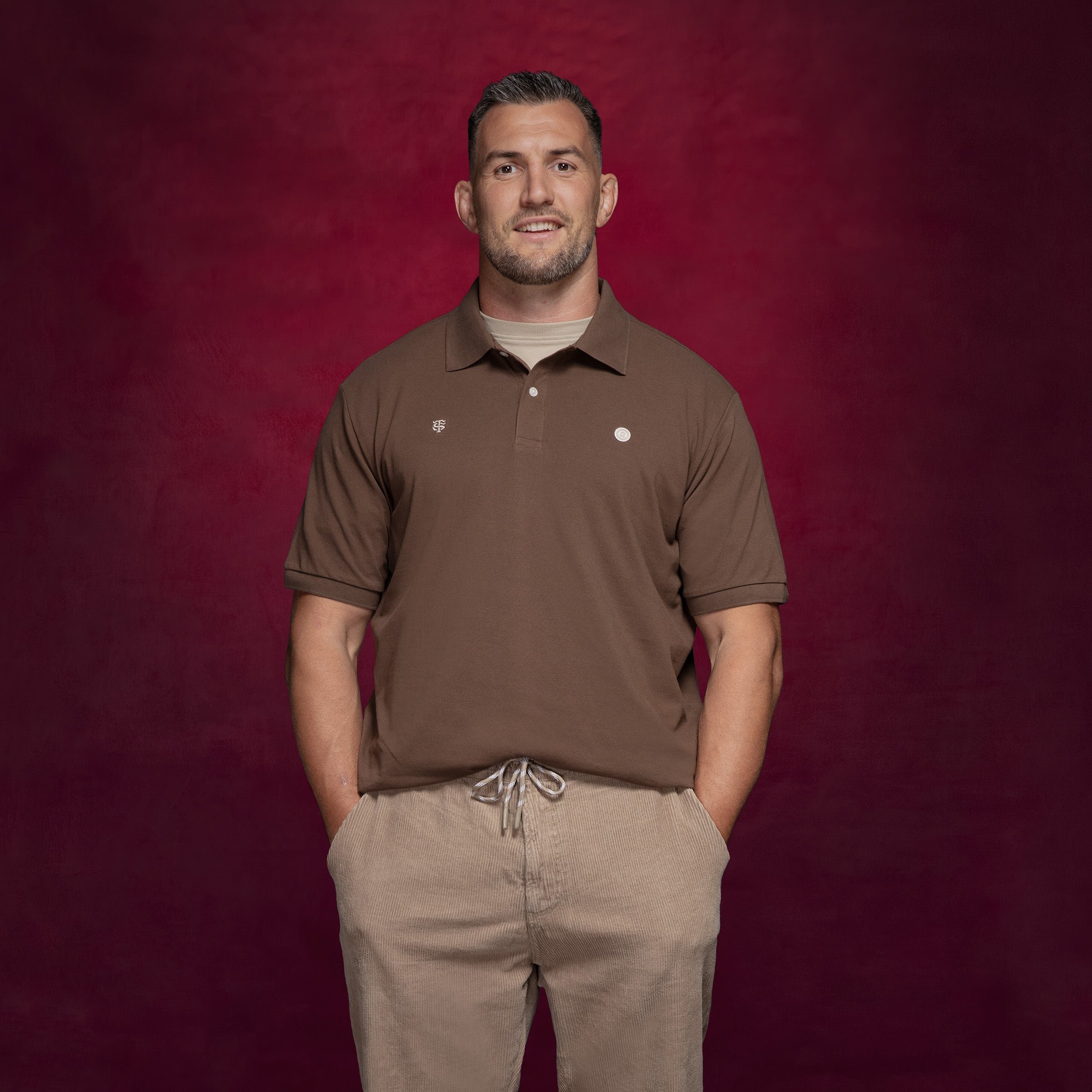100% cotton short-sleeved piqué polo shirt SERGE BLANCO Brown