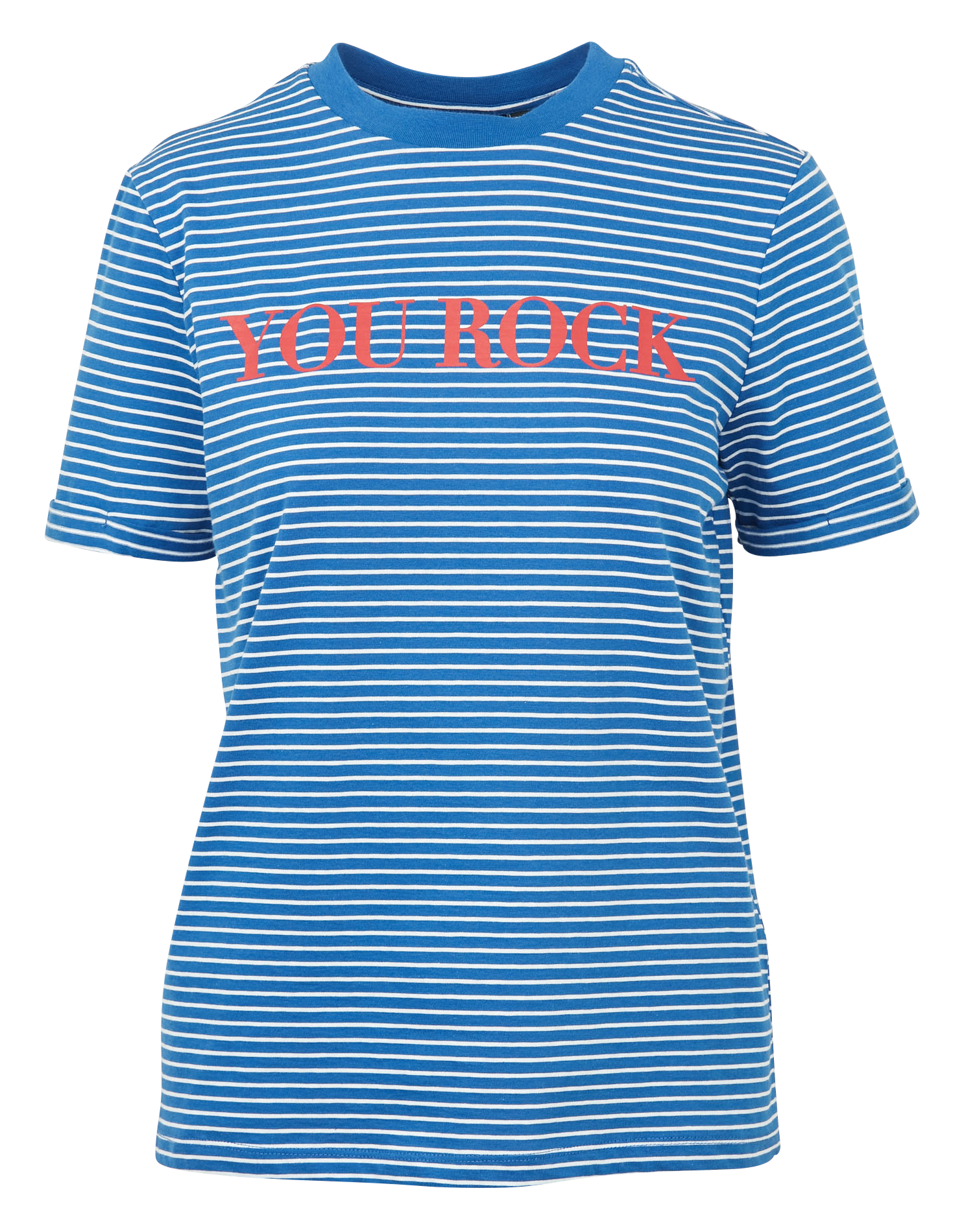 Striped screen-printed cotton T-shirt PIECES Blue