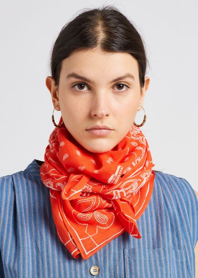 Cotton Paisley Print Floaty Scarf Poppy Red Moismont - Women | Place ...