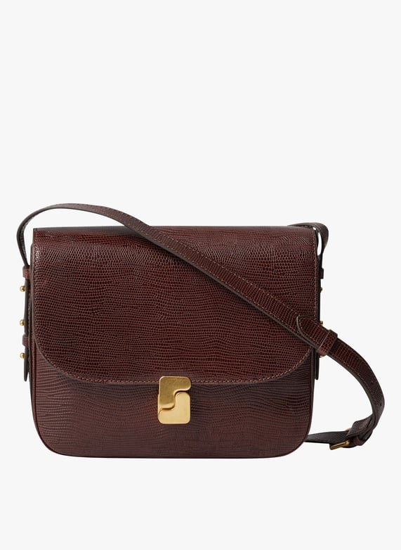 Lizard Embossed Leather Shoulder Bag Chocolat Soeur Women SEM1301BELLIMAX MAR05 CHOCOLAT Place des Tendances