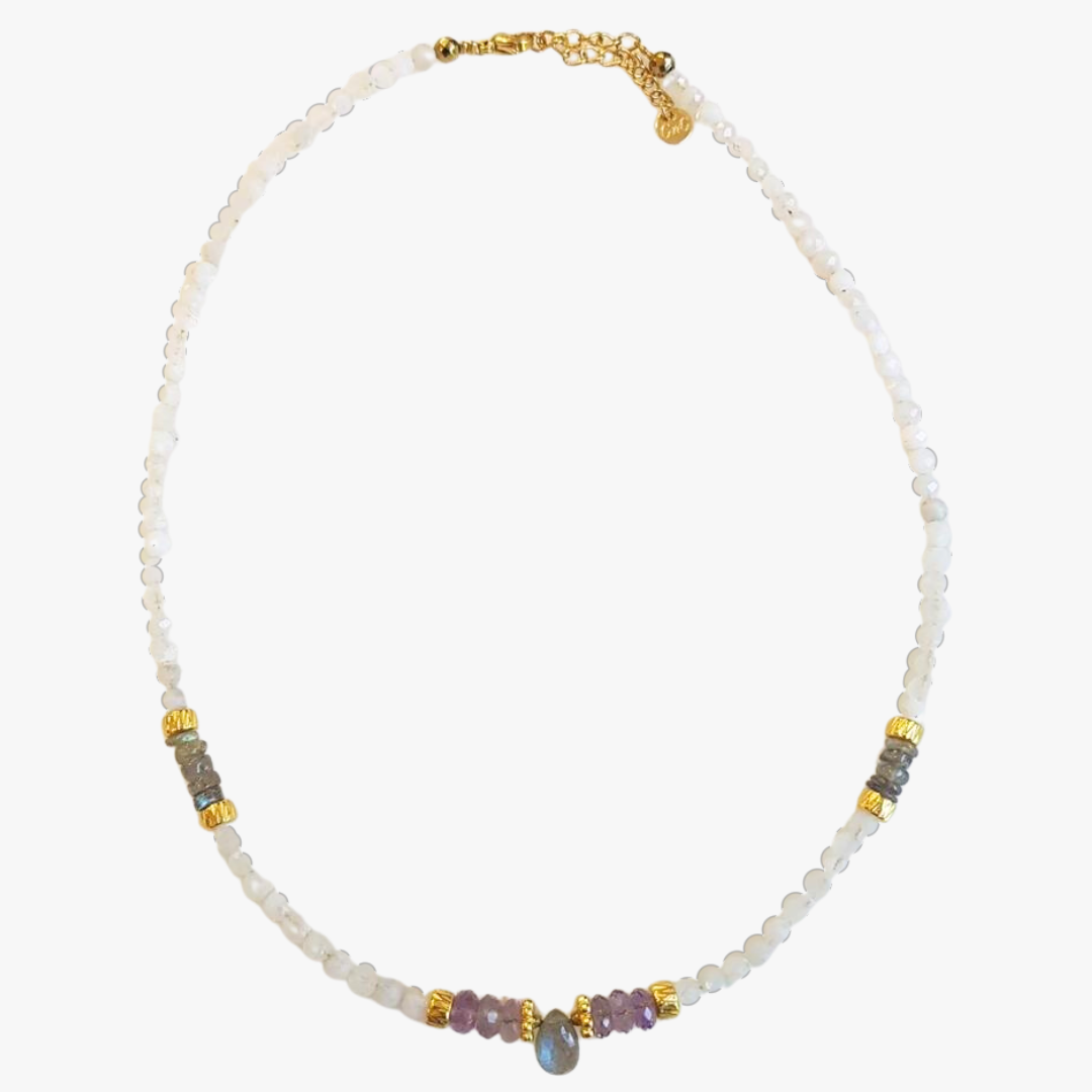 Moonstone and amethyst necklace GINANDGER Multicolored