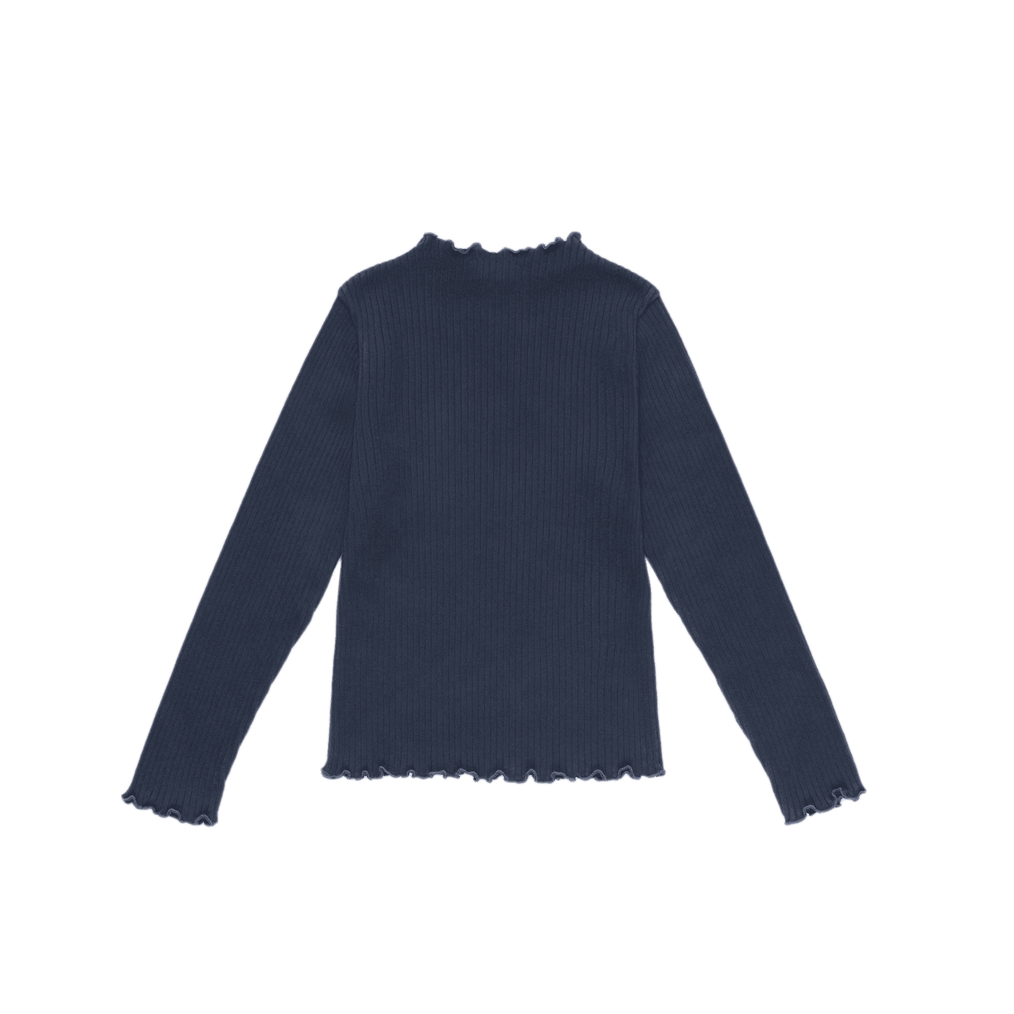 Geripptes Baumwoll-T-Shirt mit Stehkragen THE NEW SOCIETY Blau