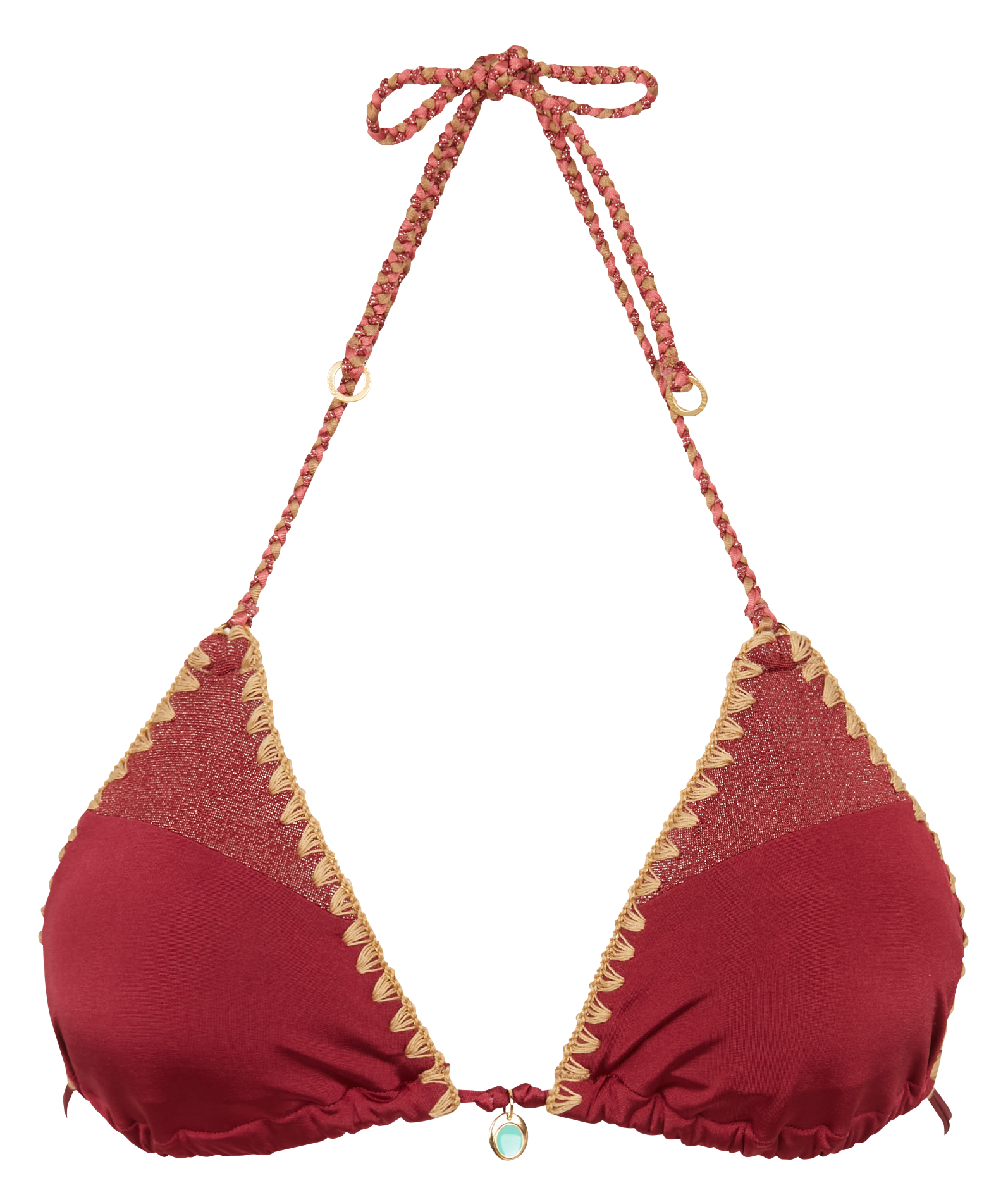 Embroidered triangle bikini top BANANA MOON Plums
