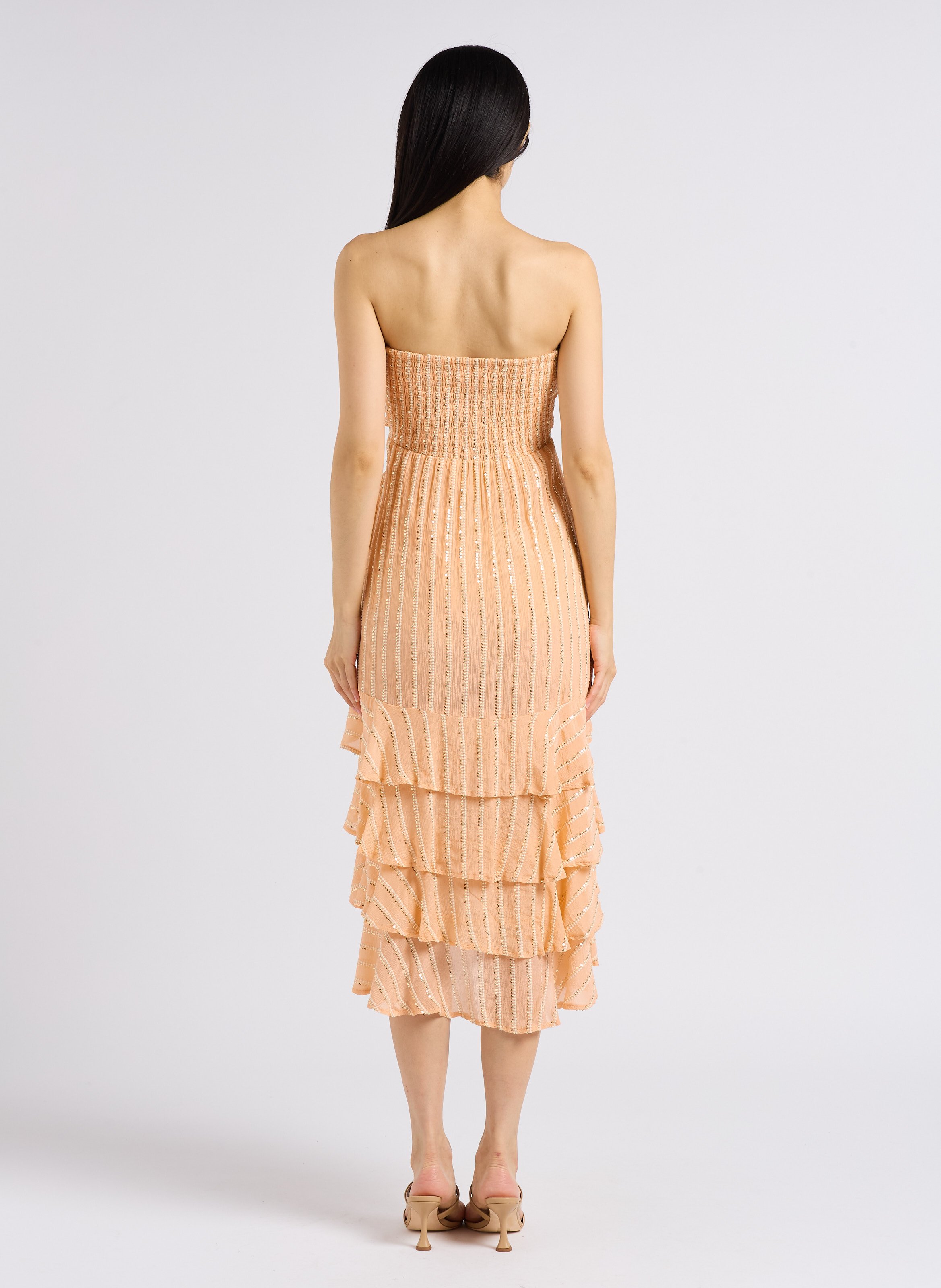 Abito bustier con volant e paillettes SUNDRESS Arancio