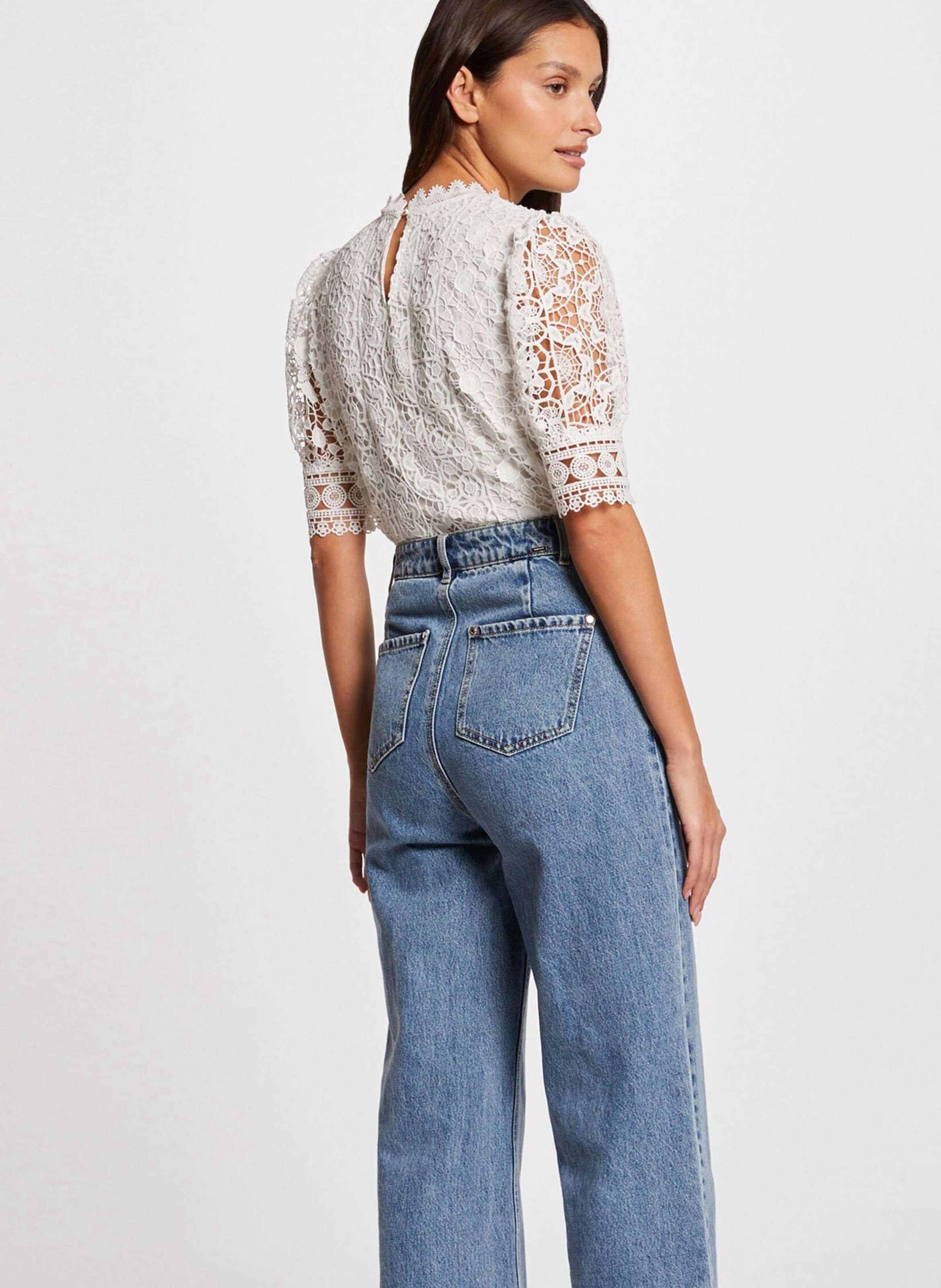 Top col victorien en dentelle  MORGAN Blanc