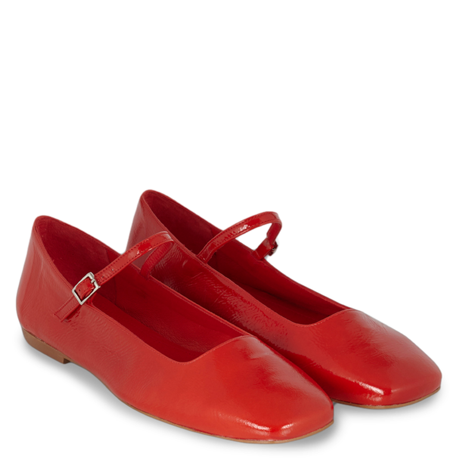 Ballerines en cuir vernis AUGUSTA Rouge