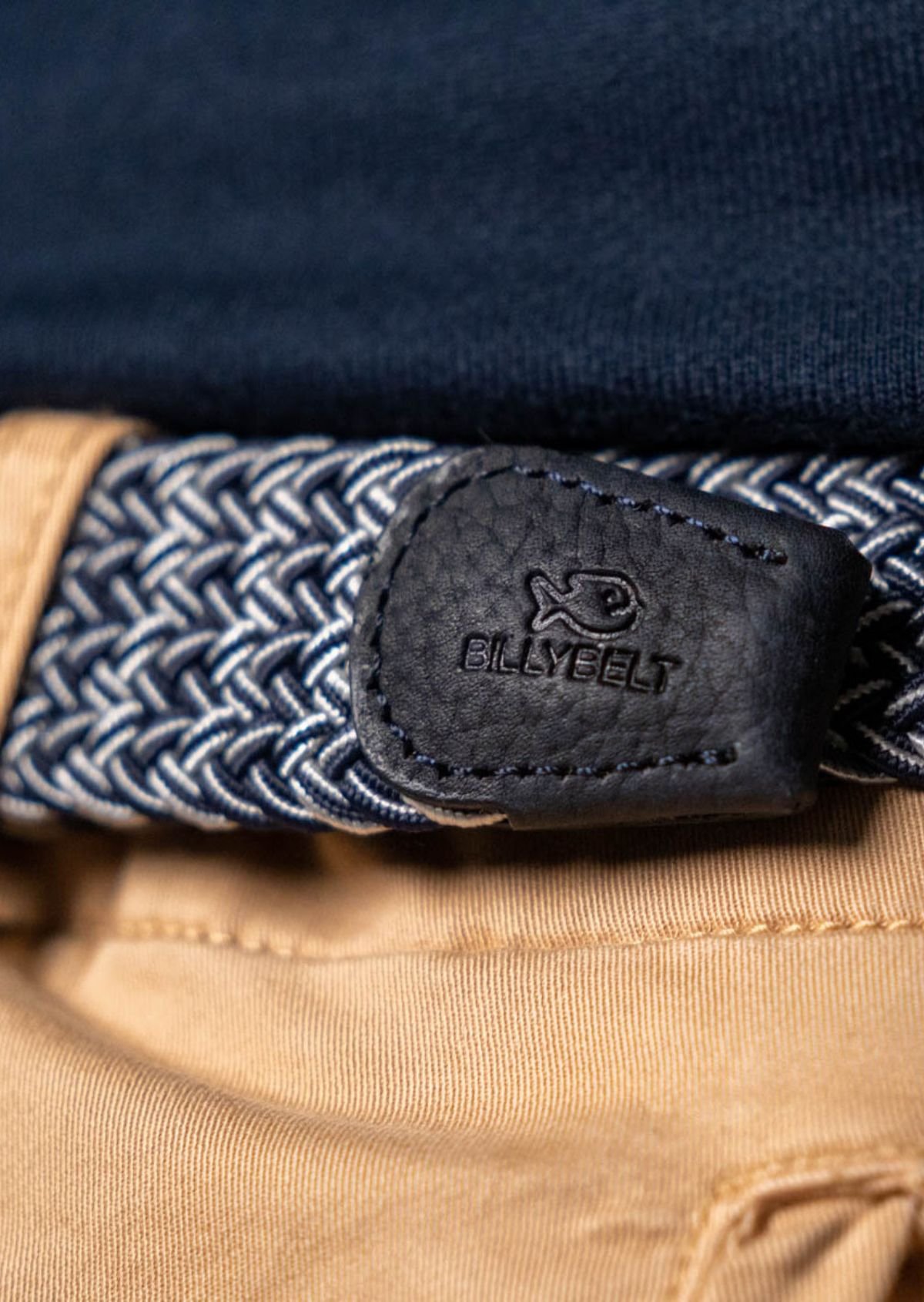 Multicolored braided elastic belt BILLYBELT Blue