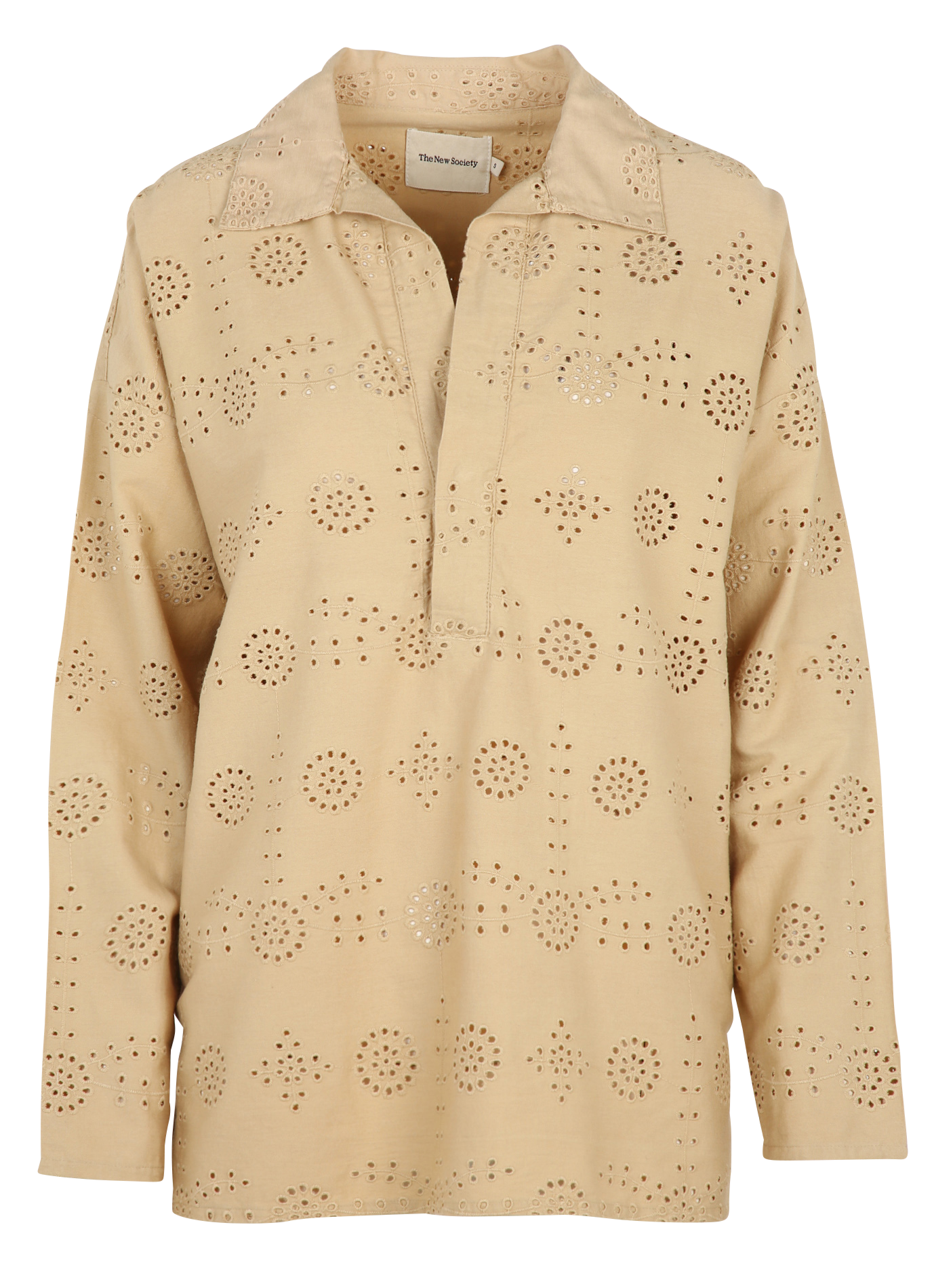 Ruime top met V-hals van katoen THE NEW SOCIETY Beige