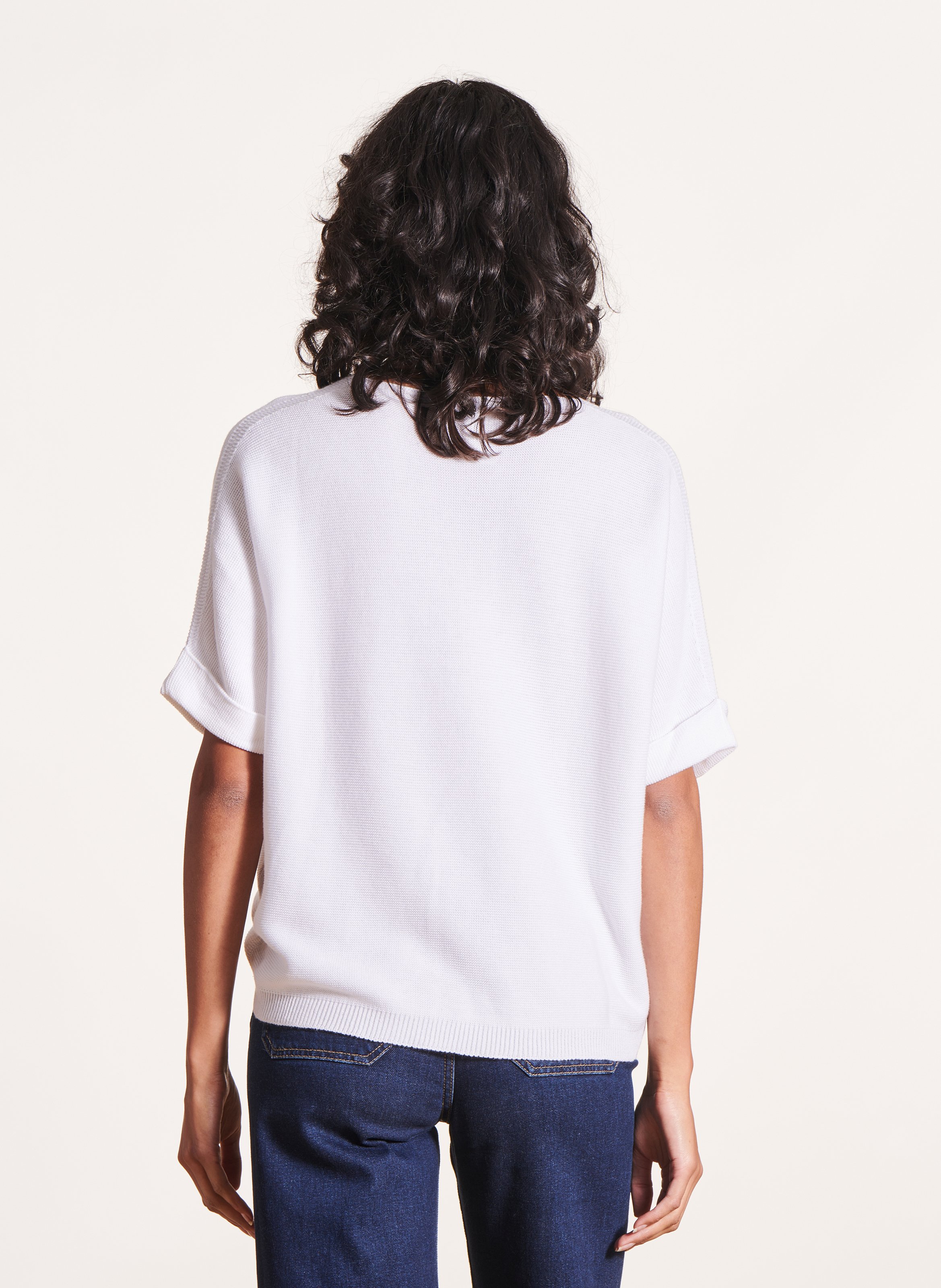 Weites Strick-Top mit V-Ausschnitt LA FEE MARABOUTEE Weiss