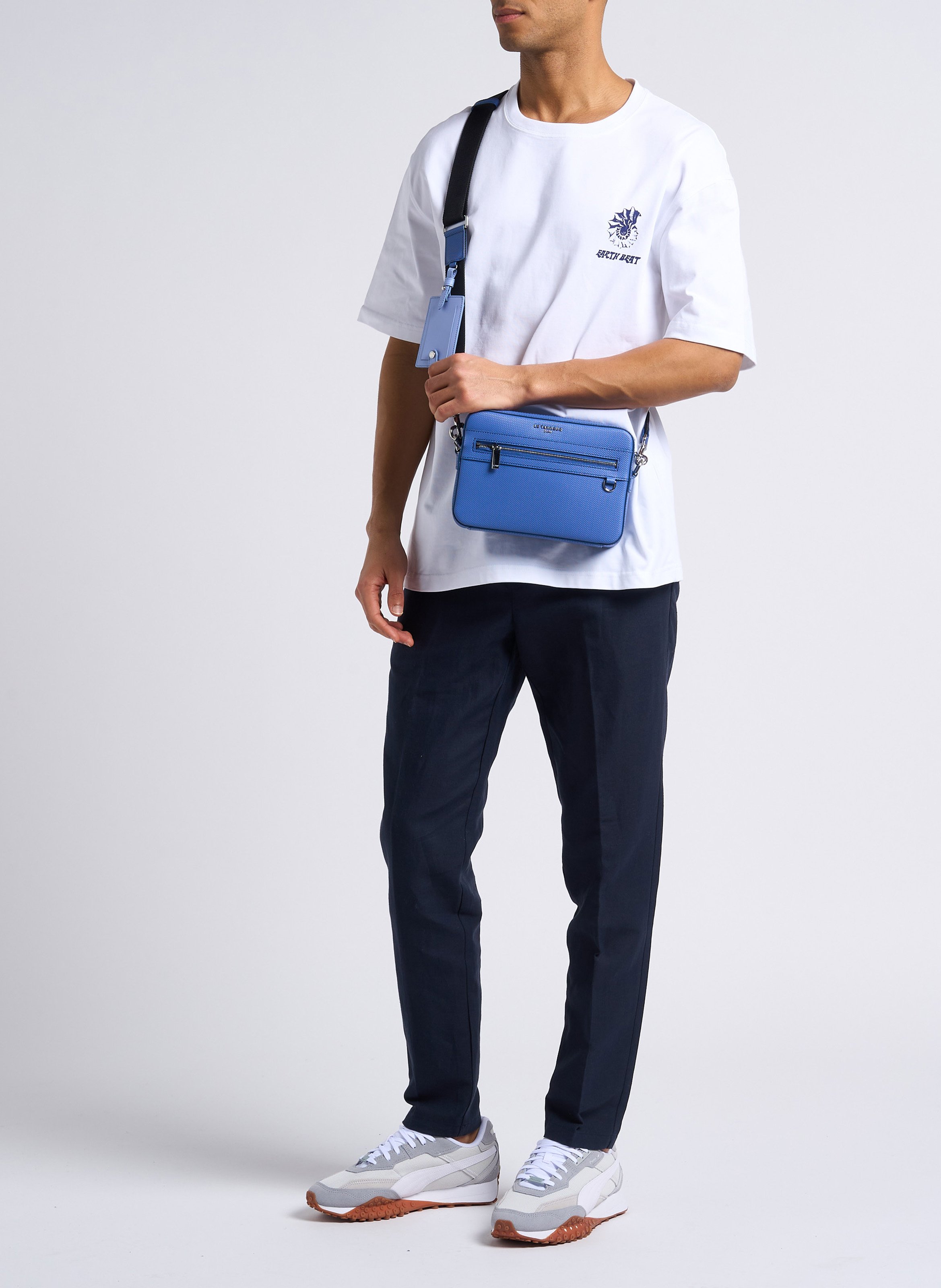 Pantalon slim en coton bio et lin SAMSOE SAMSOE Bleu