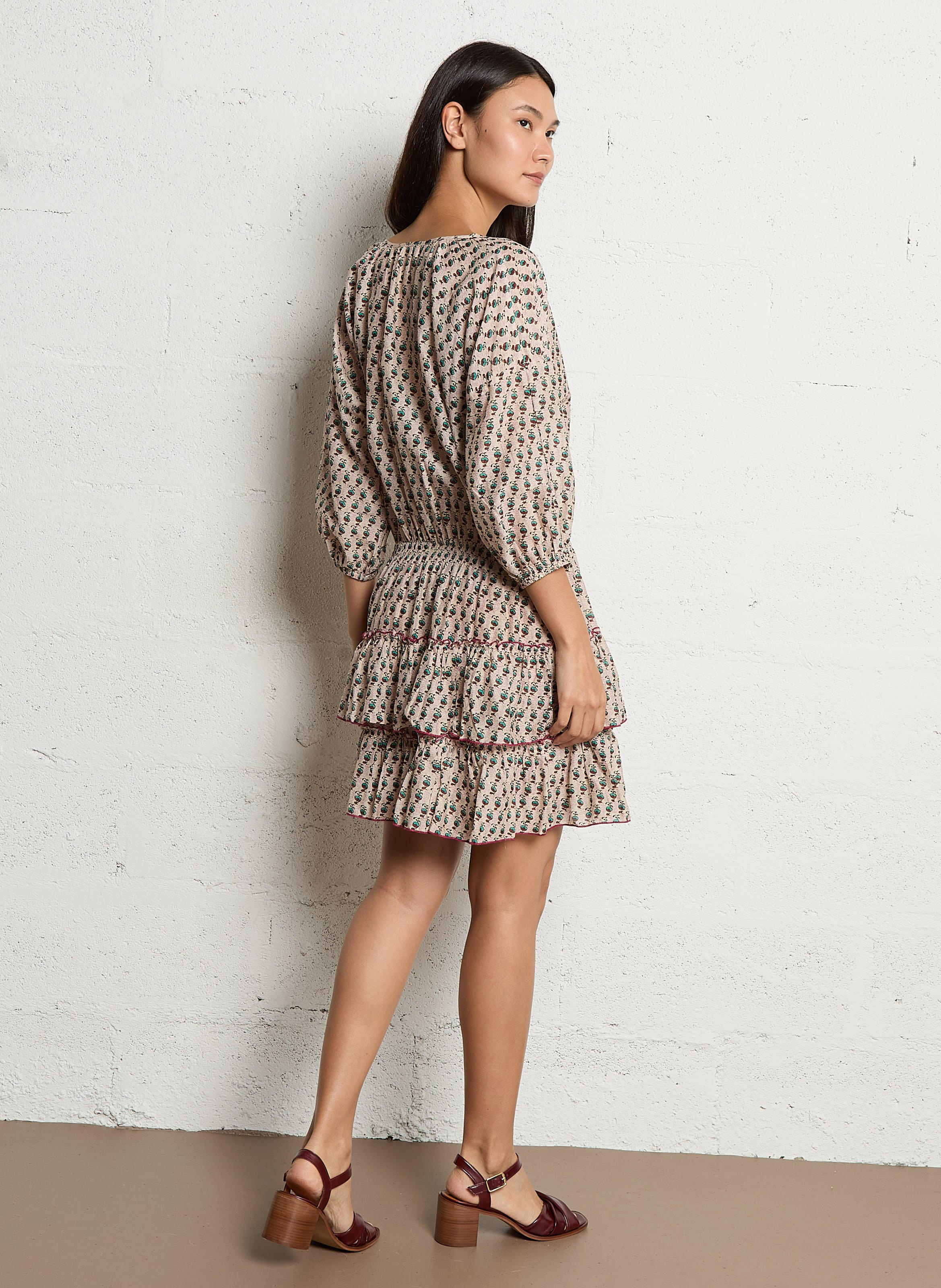 Robe courte cintrée en coton M.A.B.E Multicolore