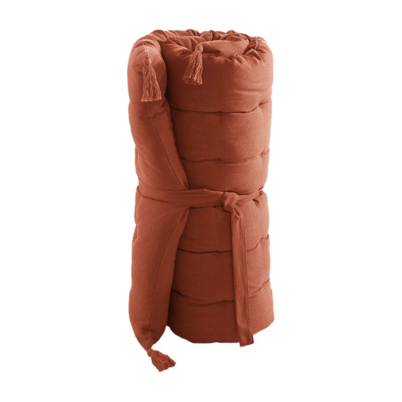 Floor cushion with water-repellent pompons L'EFFET PAPILLON Red