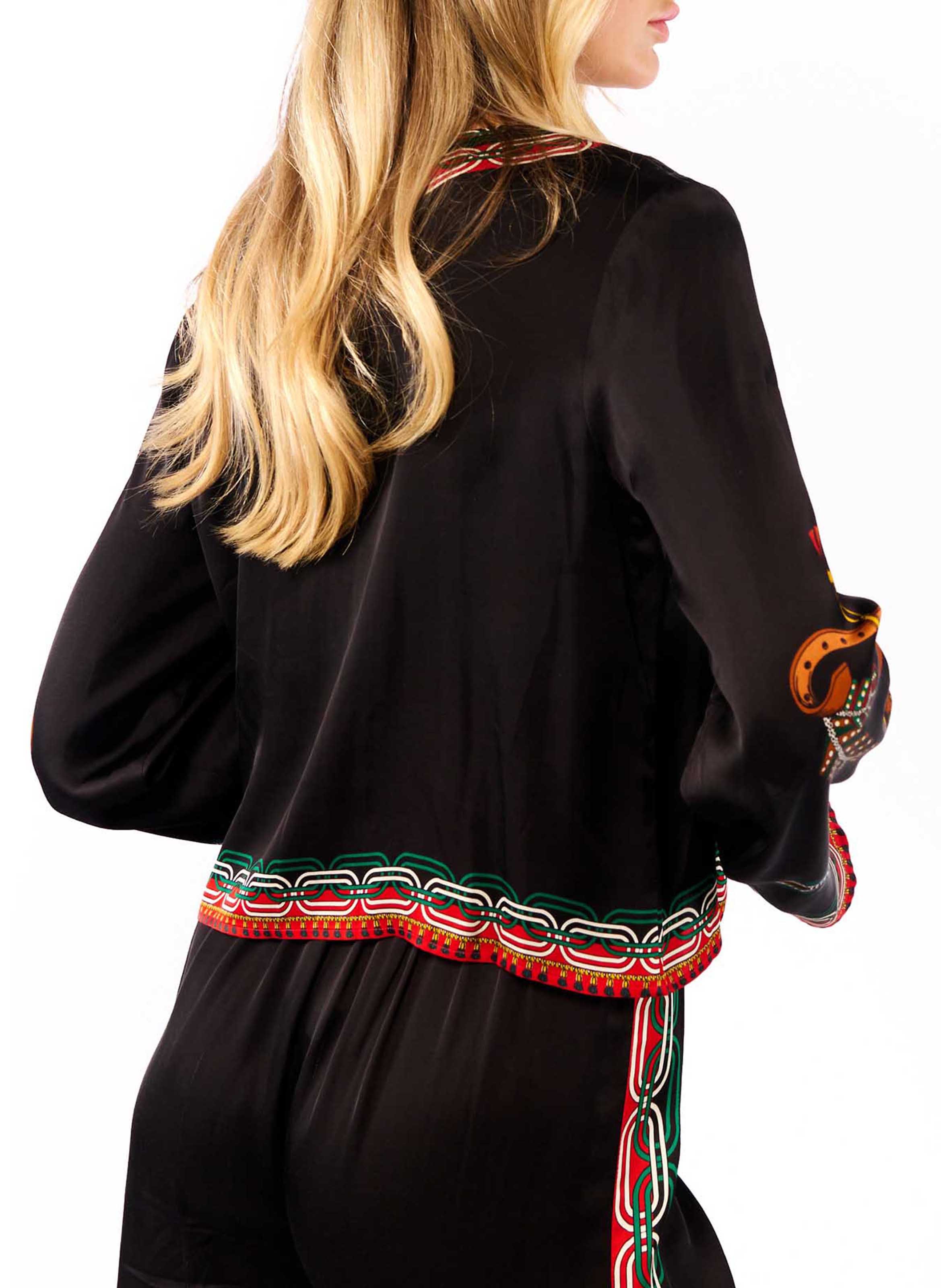 Top droit col rond imprimé Noir