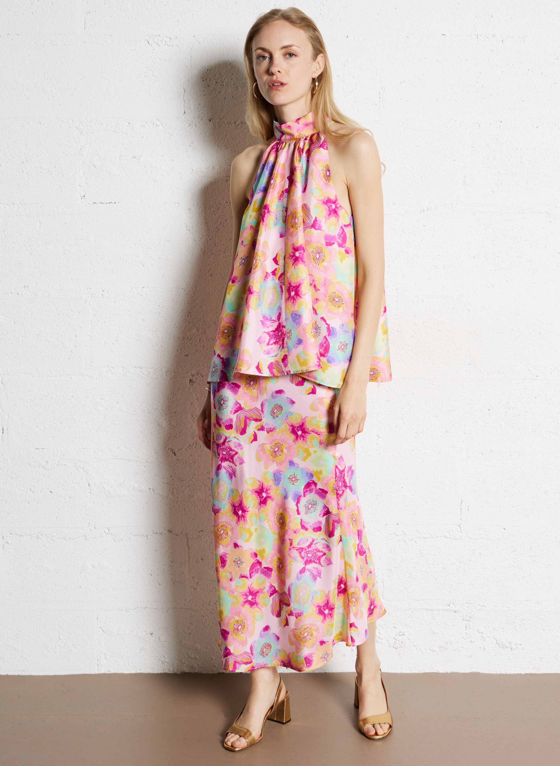 Top mit amerikanischem Ausschnitt aus Seide ELISE CHALMIN Rosa