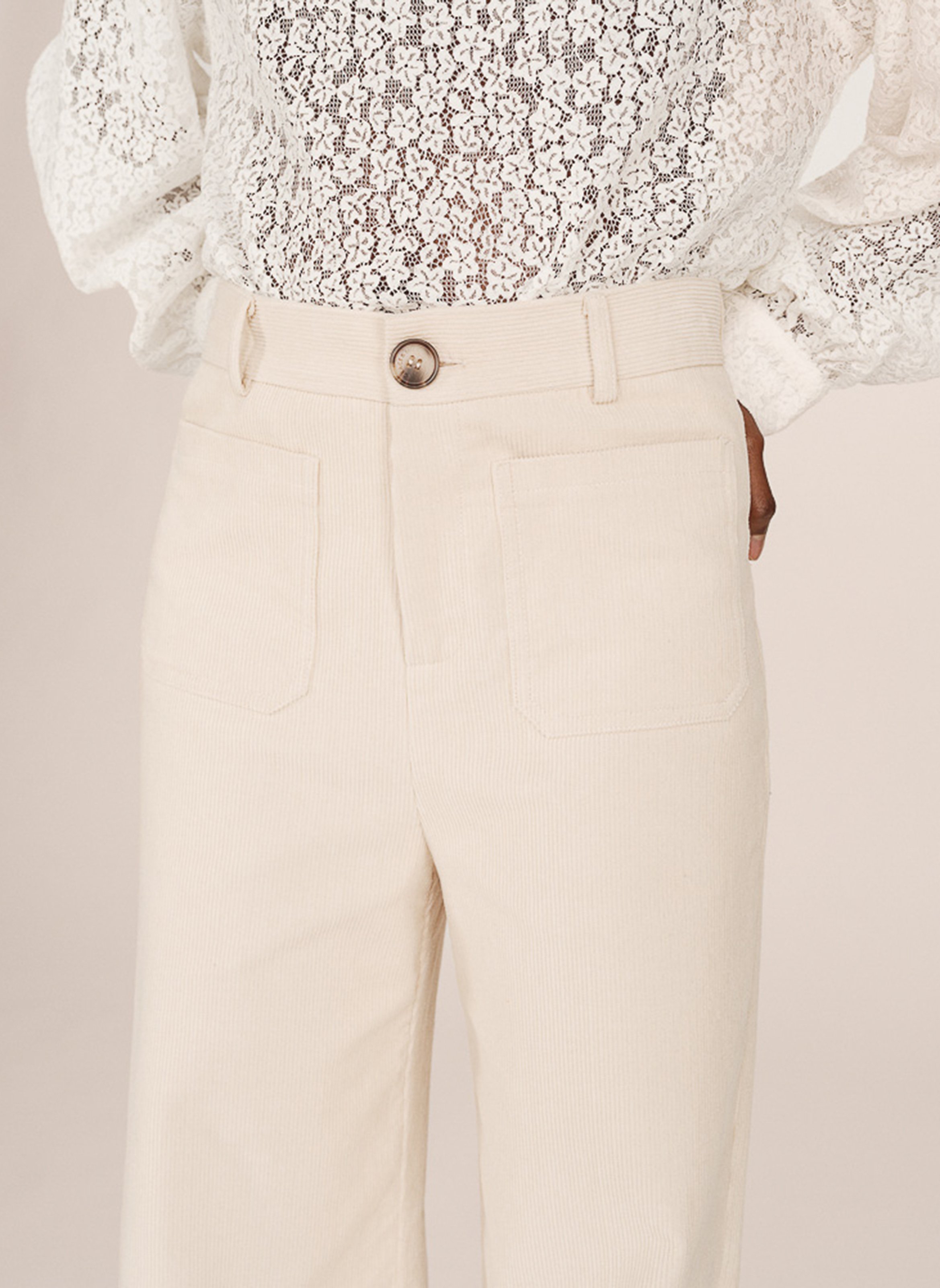 Slim-fit cotton cargo pants GRACE ET MILA White
