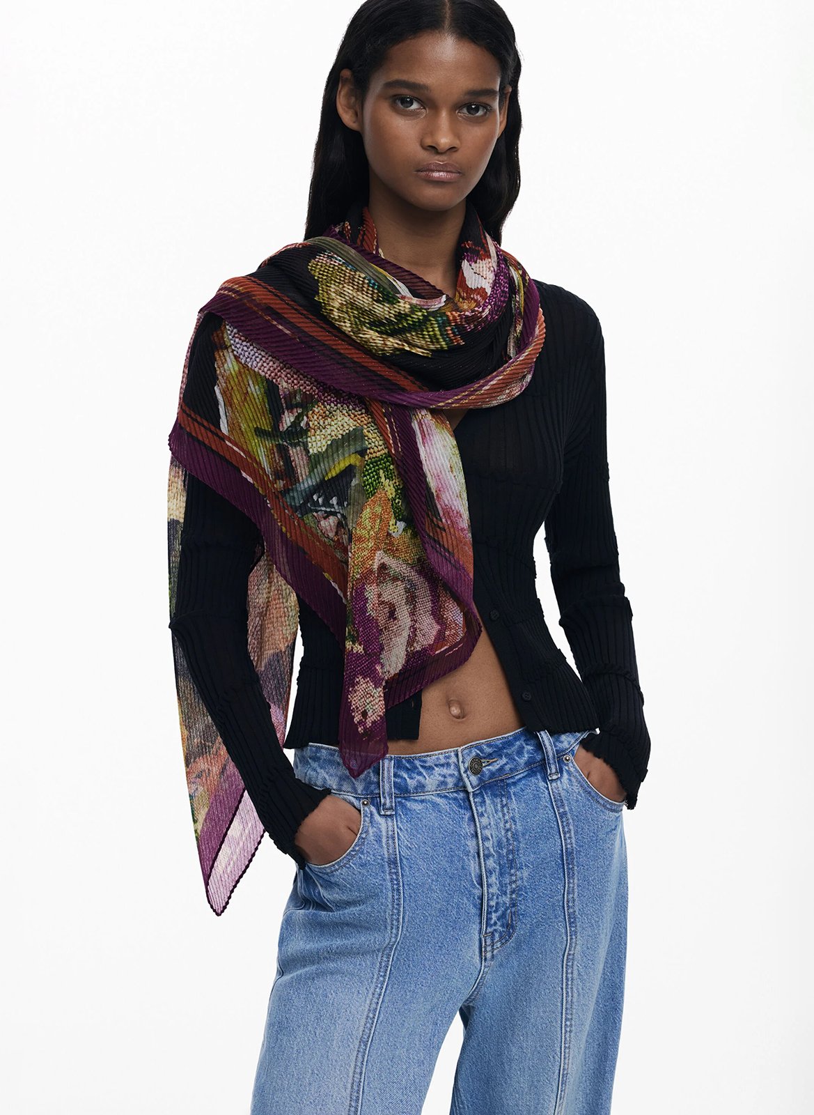 Foulard plissé imprimé DESIGUAL Rouge