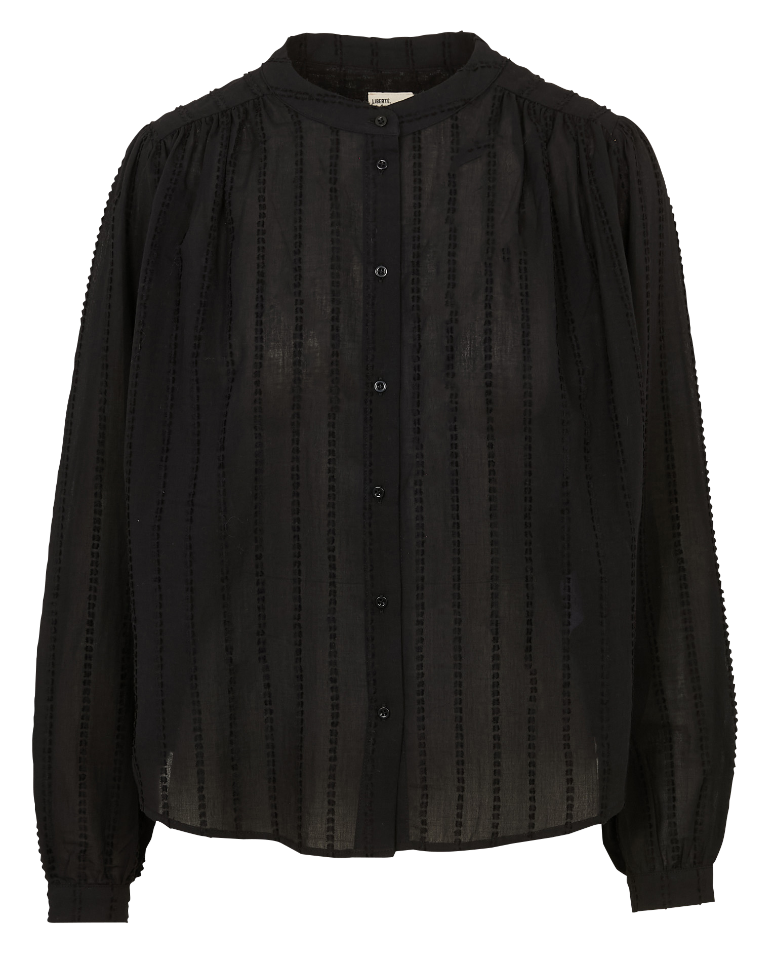 Oversized blouse met ronde hals in katoenen plumetis SACRECOEUR Zwart