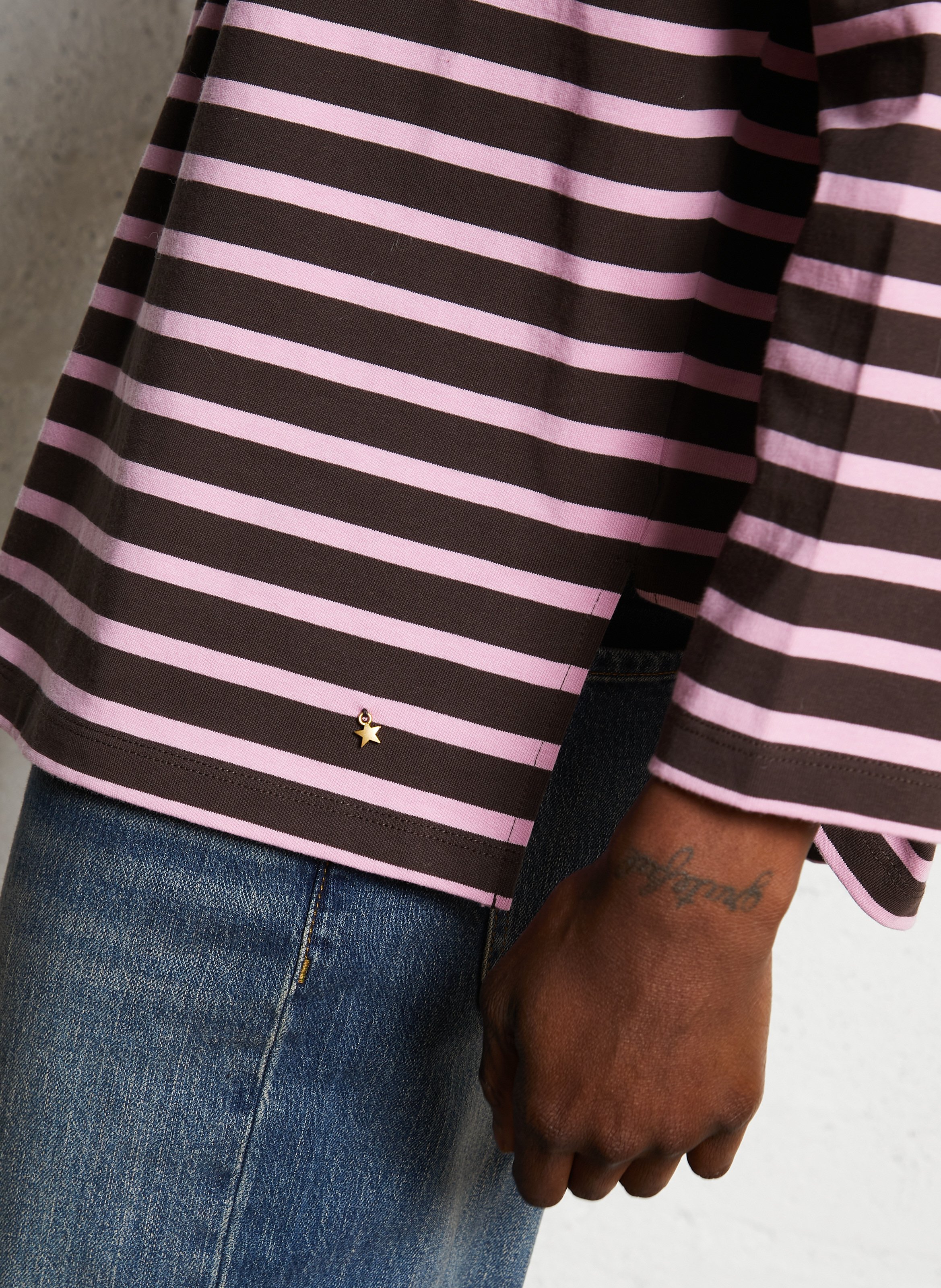 Tee-shirt oversize en coton DES PETITS HAUTS Marron