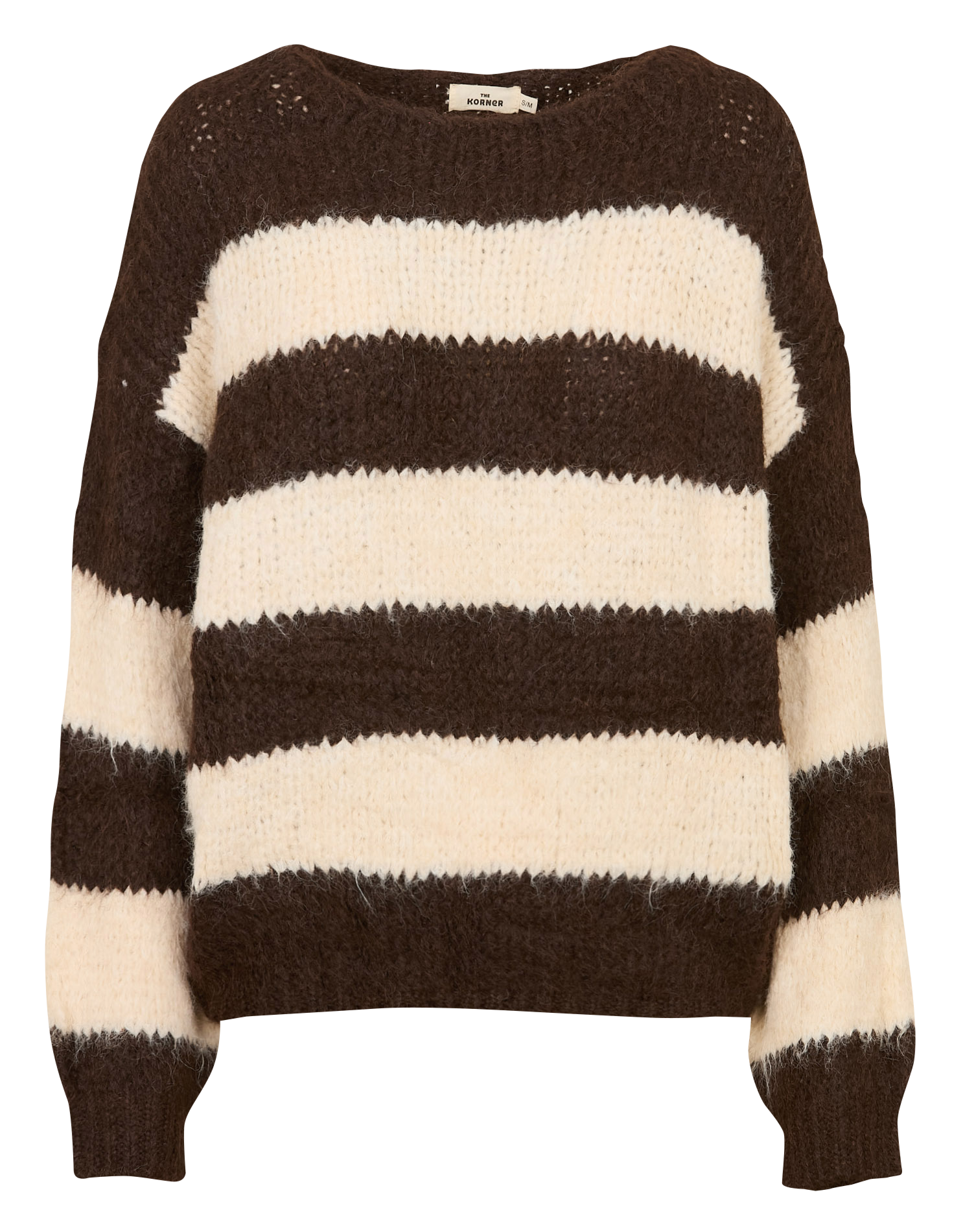 Weit geschnittener Rundhalspullover mit Streifen THE KORNER Braun