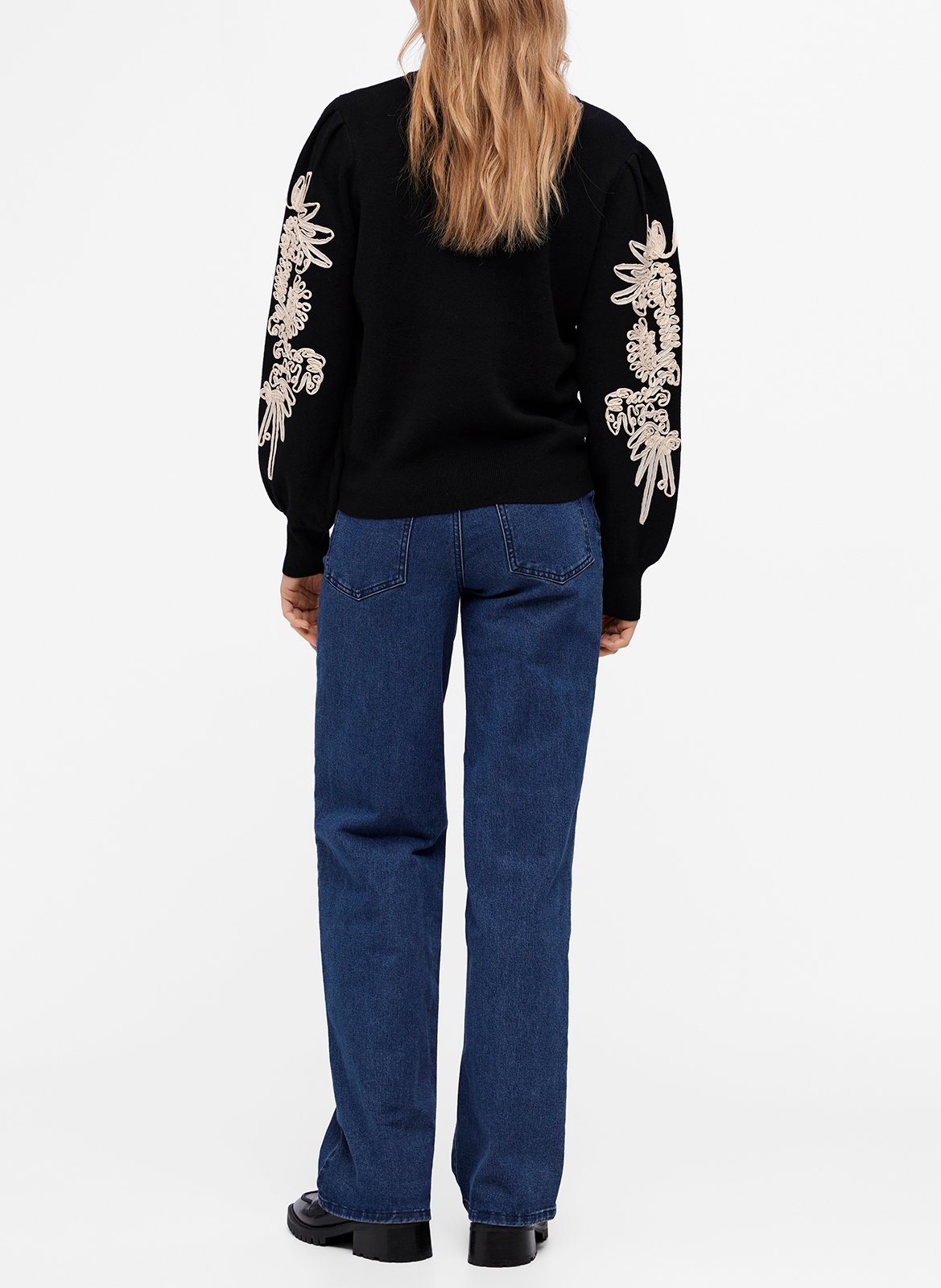 Sweater met ronde hals OBJECT Zwart