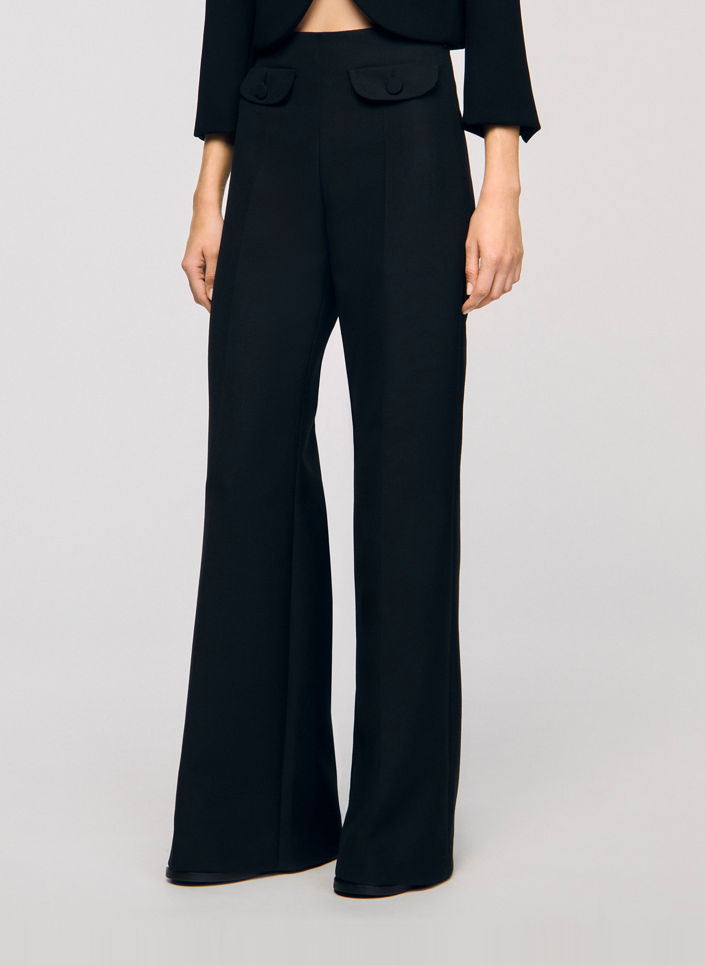 High-waisted flared pants SANDRO Black