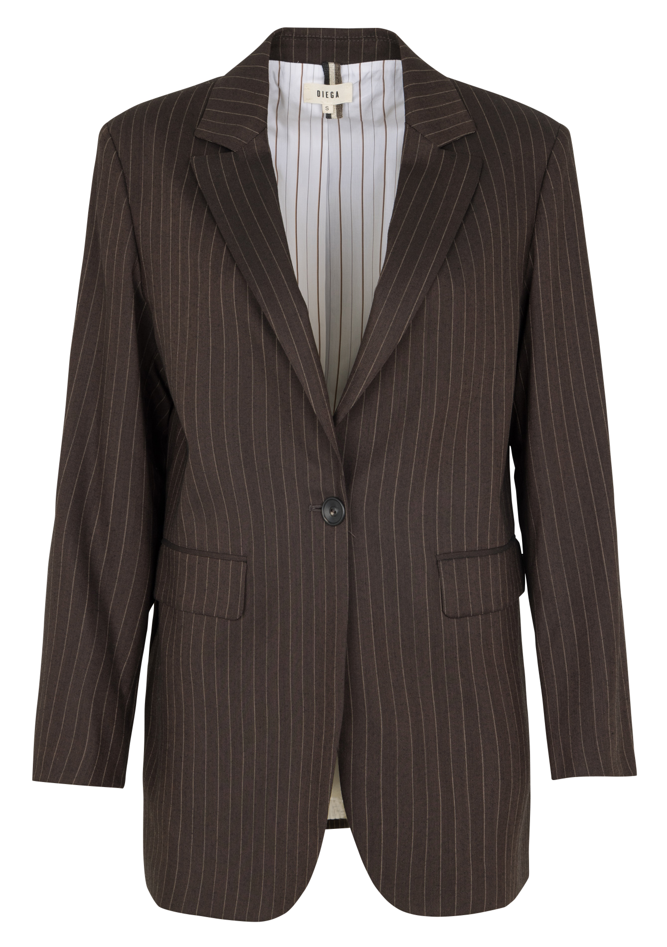 Veste droite col tailleur rayée en laine mélangée DIEGA Beige