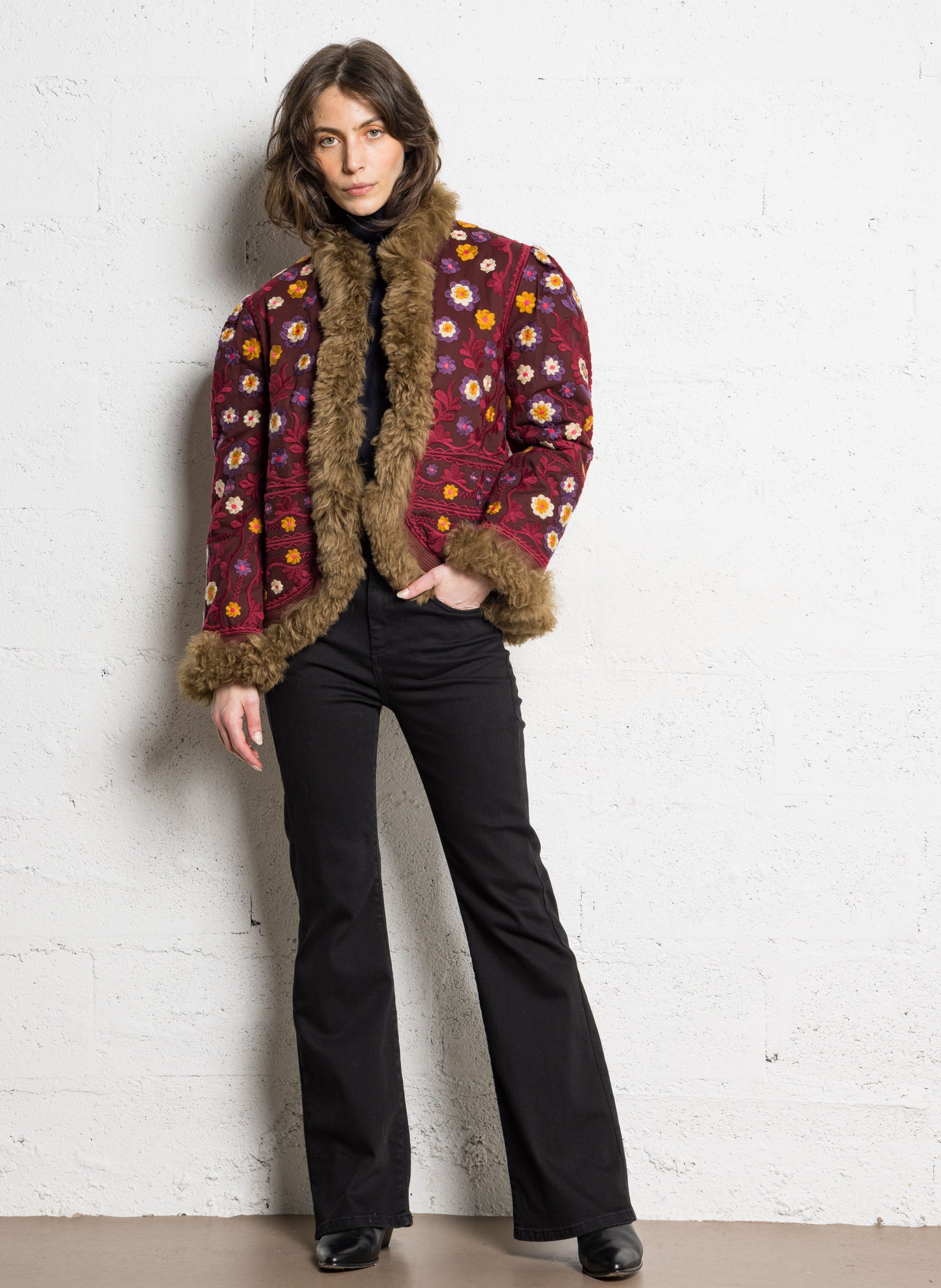 High neck buttoned solid blouse ANTIK BATIK Blue