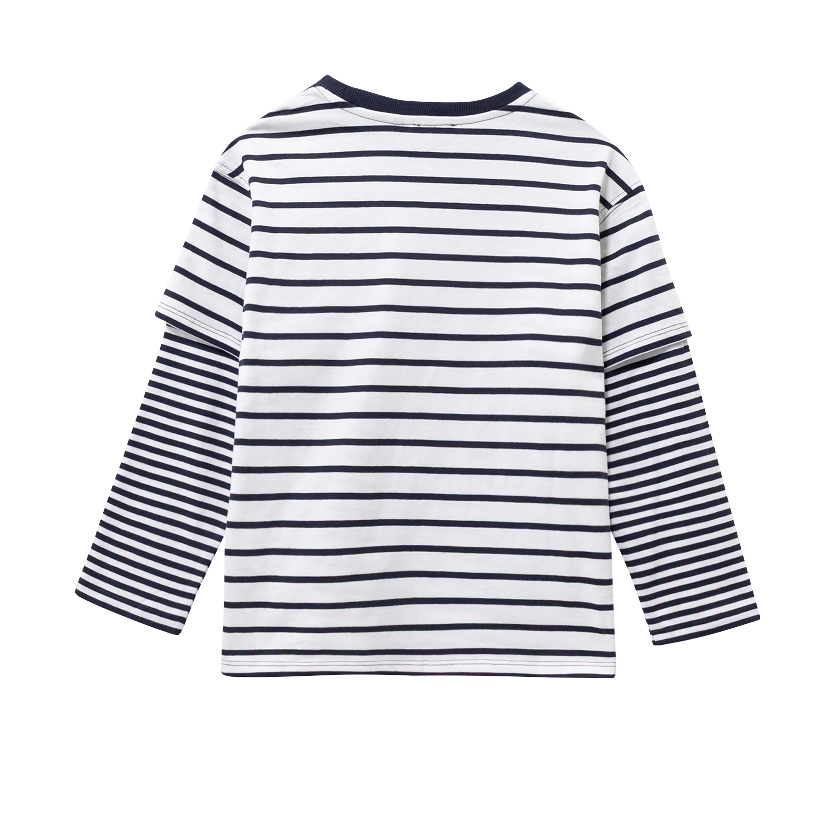 Tee-shirt droit col rond en coton rayé IKKS JUNIOR Bleu