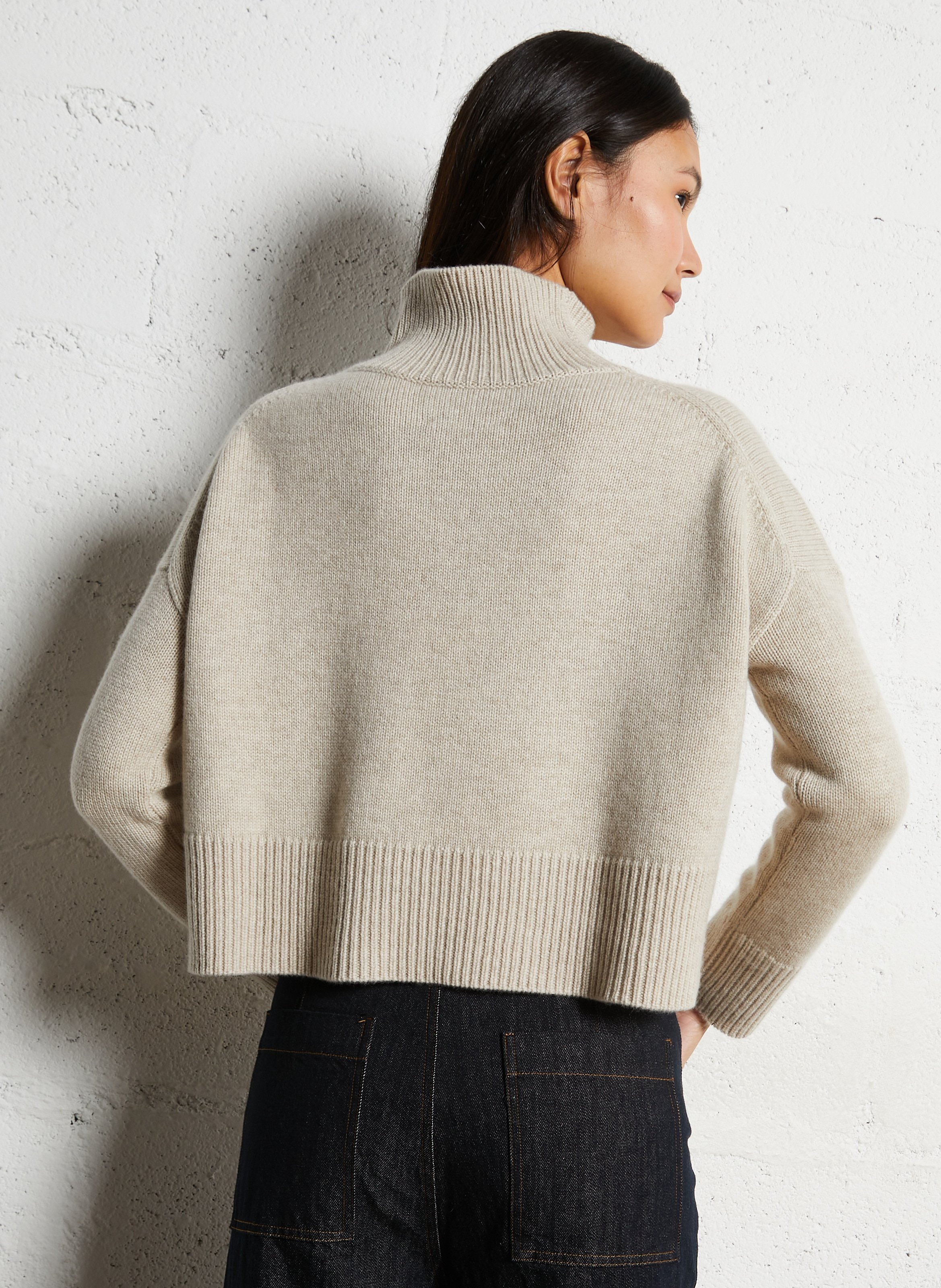 Korte coltrui van kasjmier KUJTEN Beige