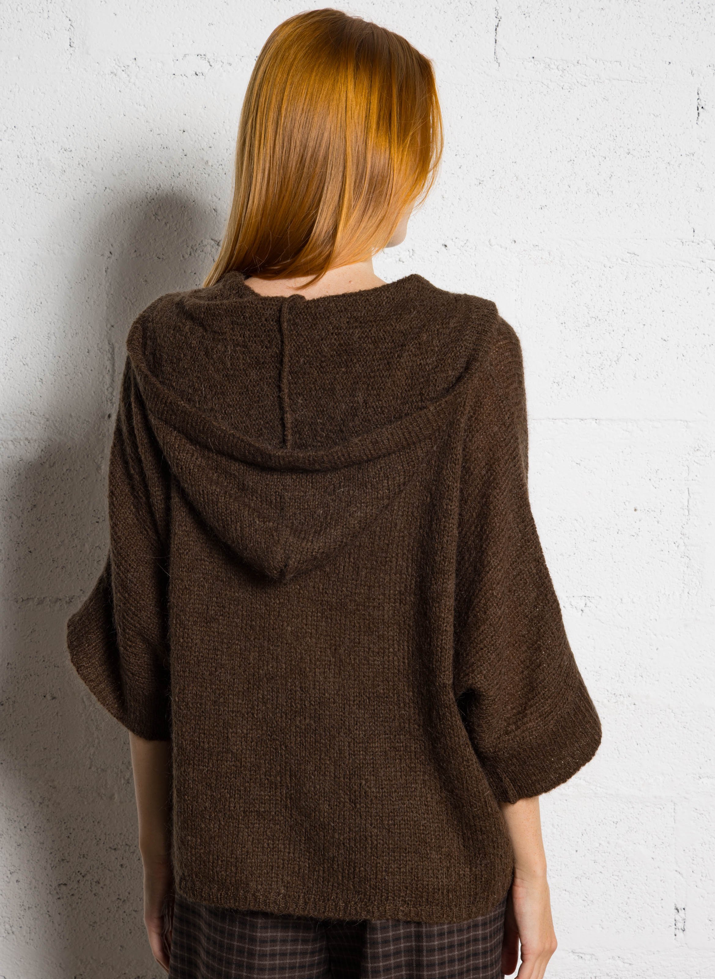 Weites Kapuzencape Braun