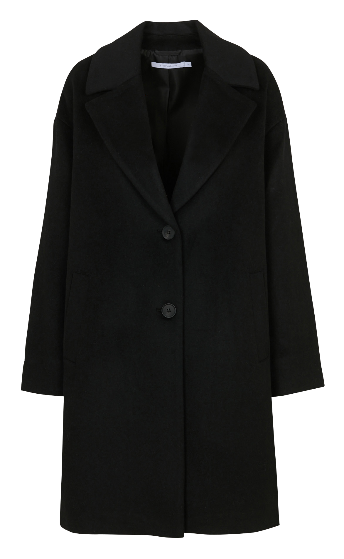 Manteau ample tailleur brodé au dos LA FEE MARABOUTEE Noir