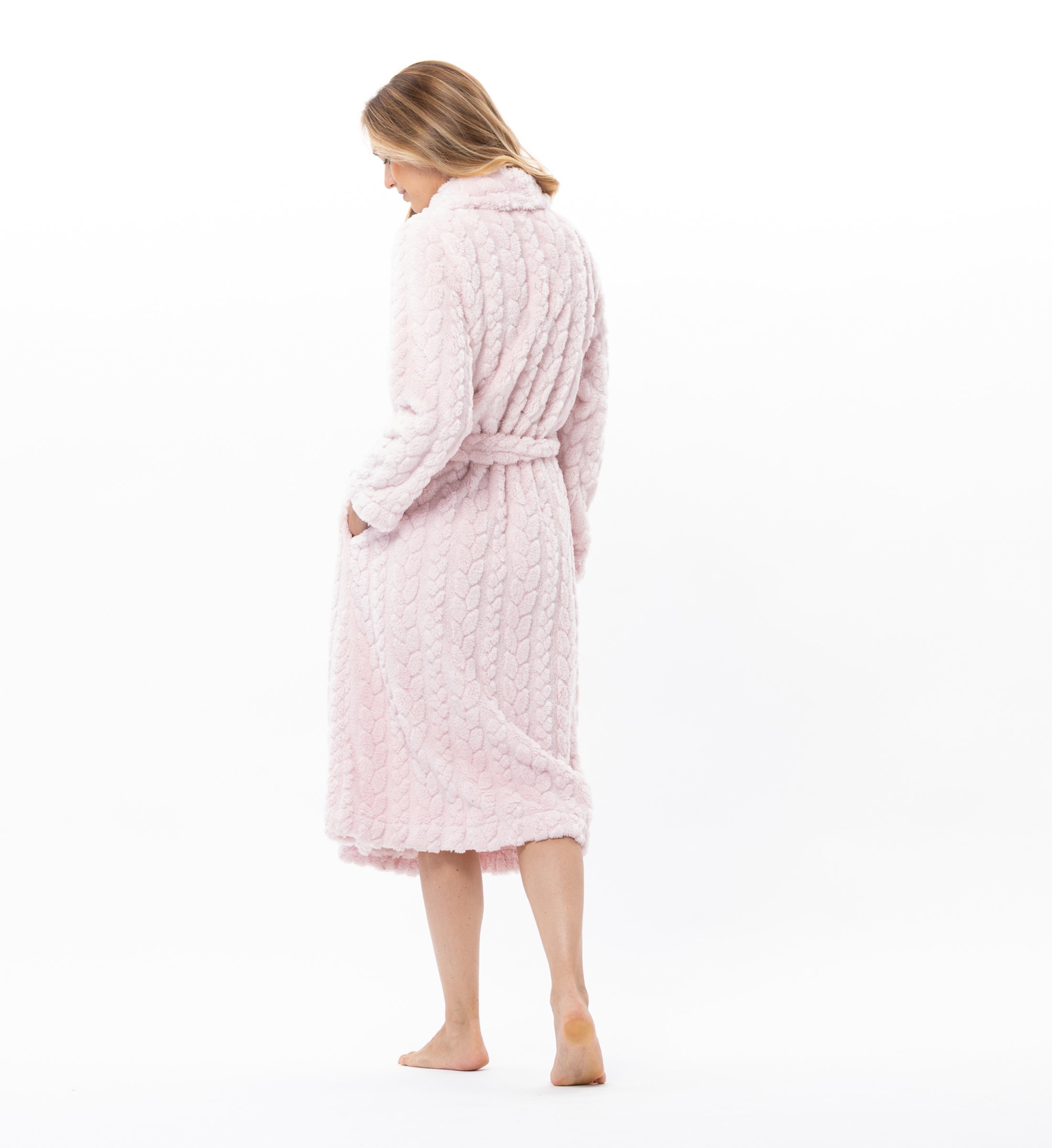 Crossed robe with braided effect Pink